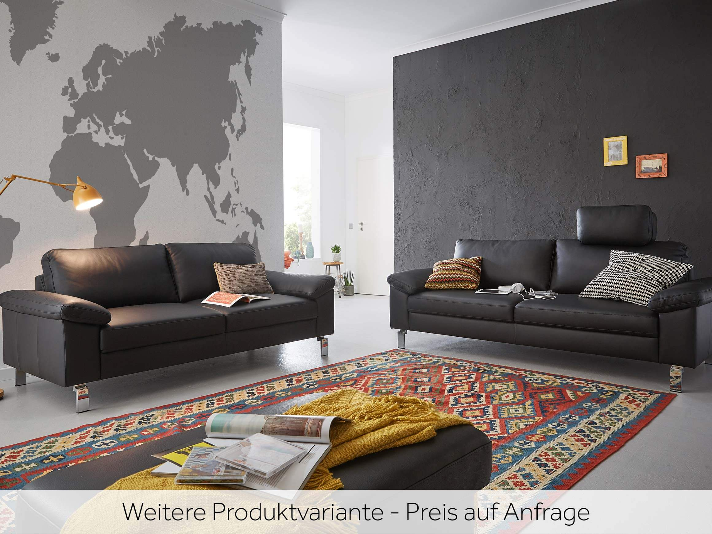 Ecksofa Cagliari Basic Candy / Farbe: Elephant / Material: Leder Basic