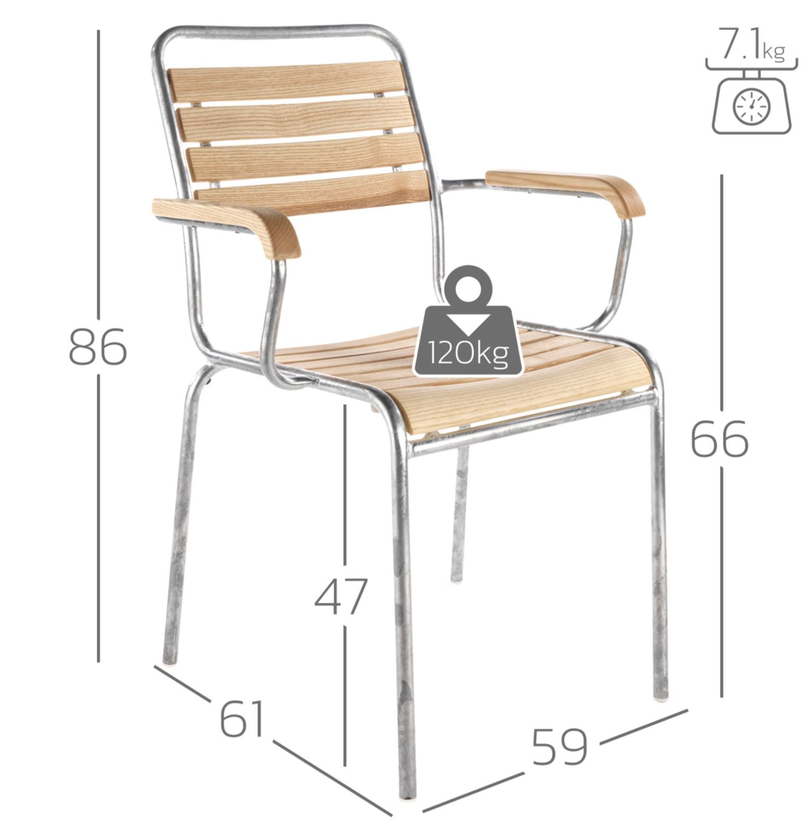 Holzlatten-Stuhl Rigi mit Armlehnen Schaffner / Farbe: Natur
