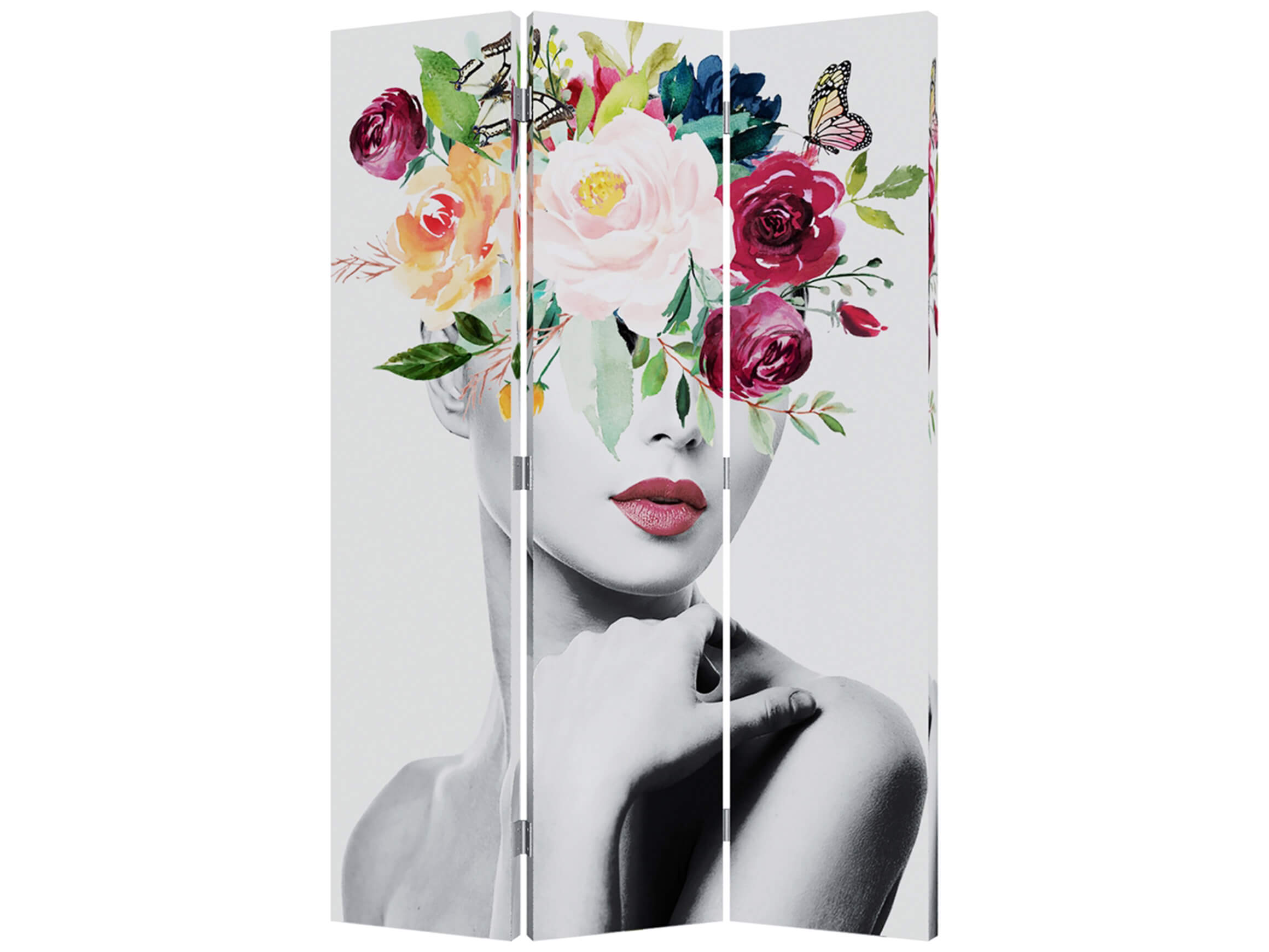 Paravent Anmut mit Blumenschmuck Wendemotiv image LAND / Grösse: 180 x 120 cm