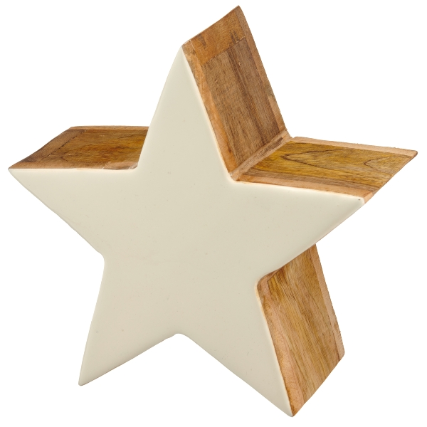 Weihnachtsschmuck Mangoholz Stern, Weiss Gasper