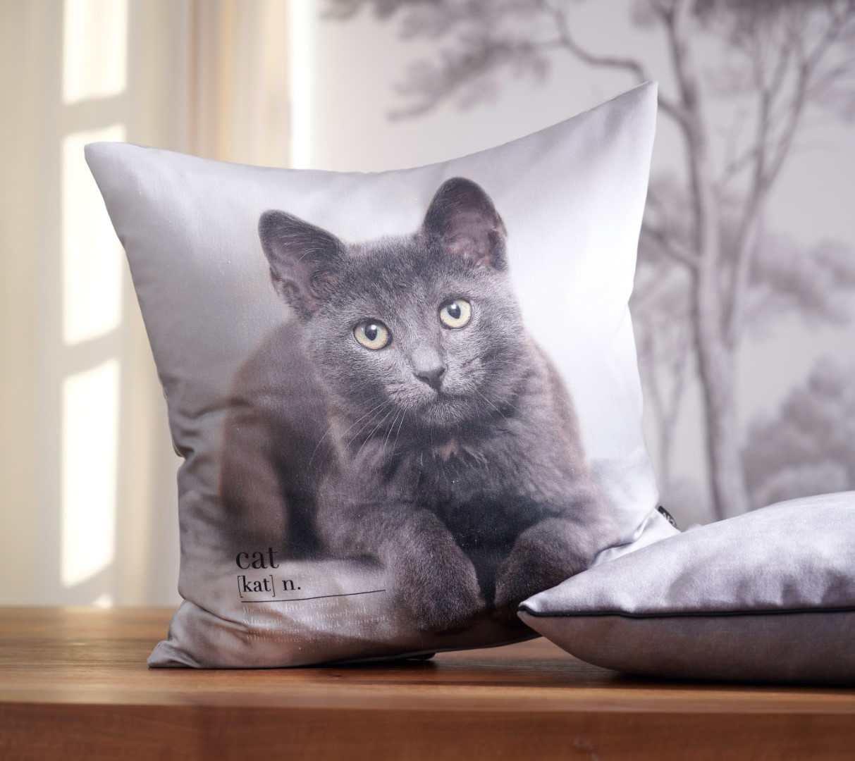 Kissenhülle Katze Grau 45x45 cm Apelt / Farbe: