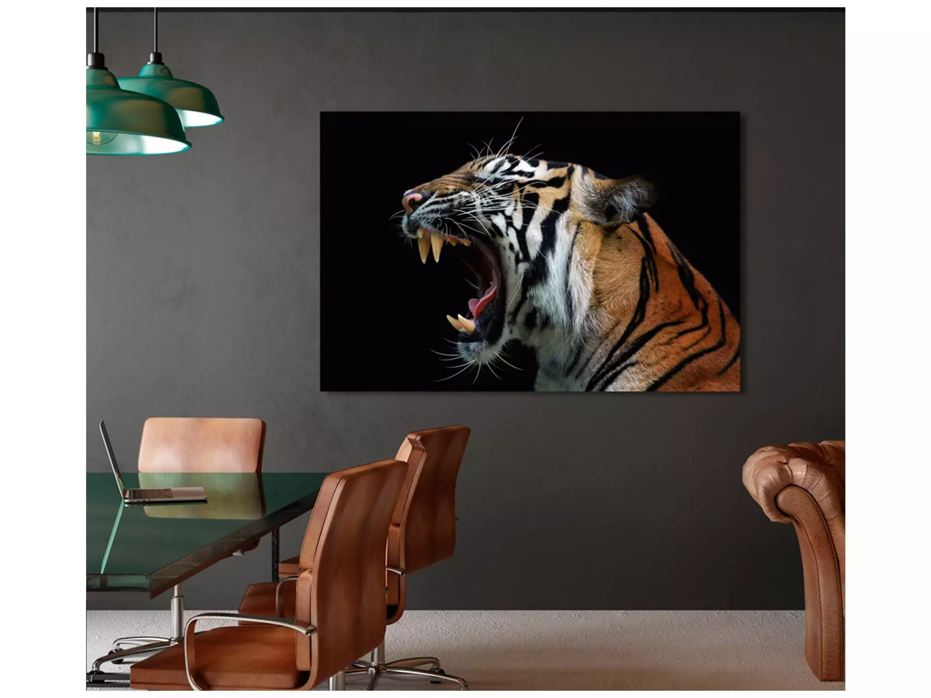 Digitaldruck auf Acrylglas Fauchender Tiger image LAND / Grösse: 120 x 80 cm