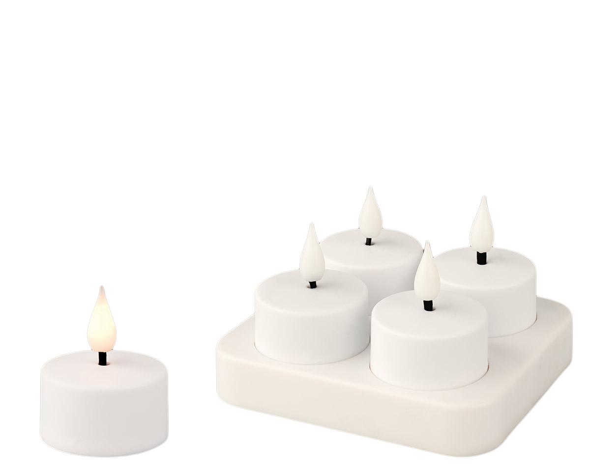 Kerzen 4tlg, Set, Teelichter Led, Wiederaufladbar H: 5 cm Gilde