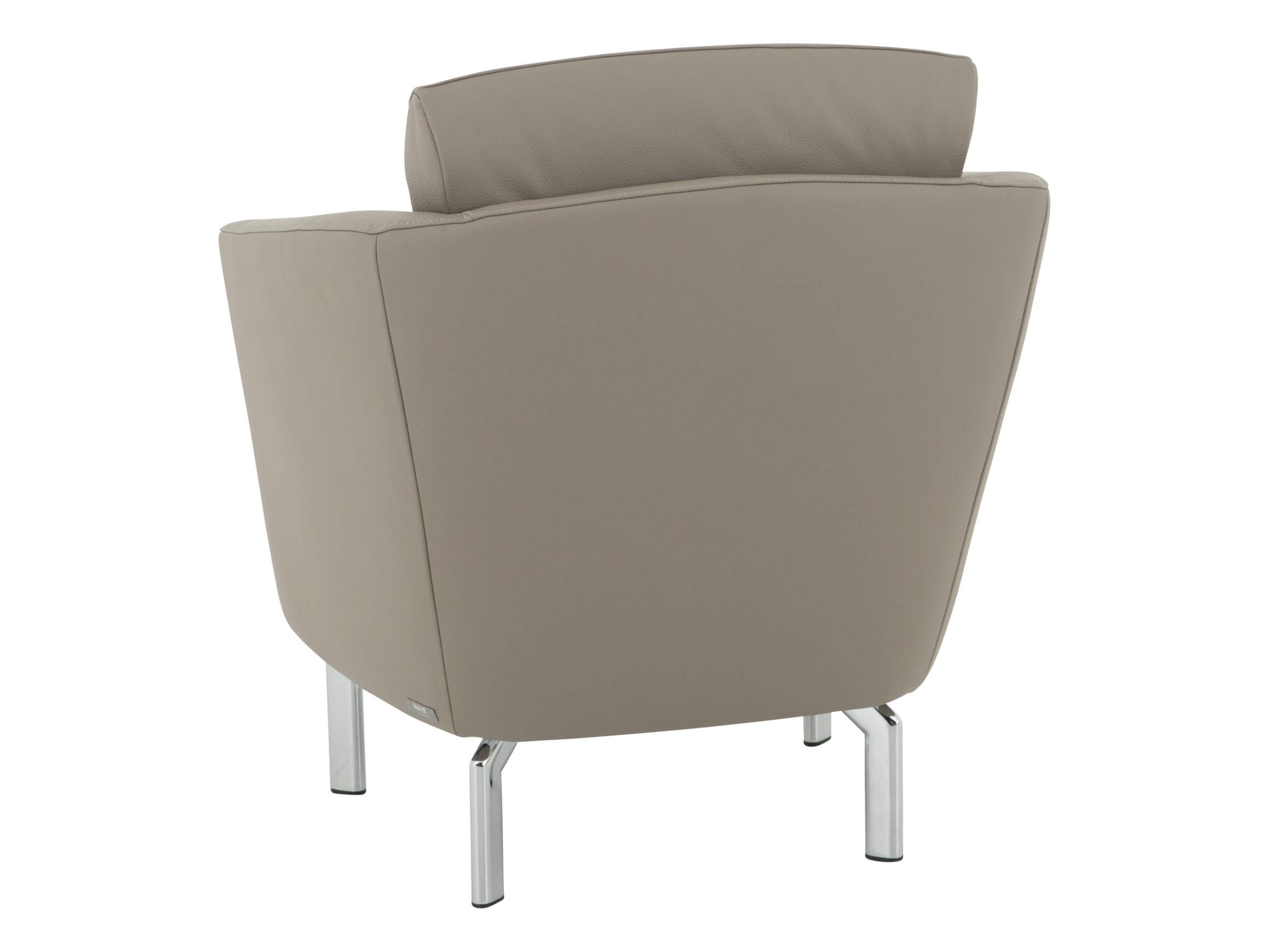 Sessel Praden, Leder Grau, Semianilin, Füsse Chrom