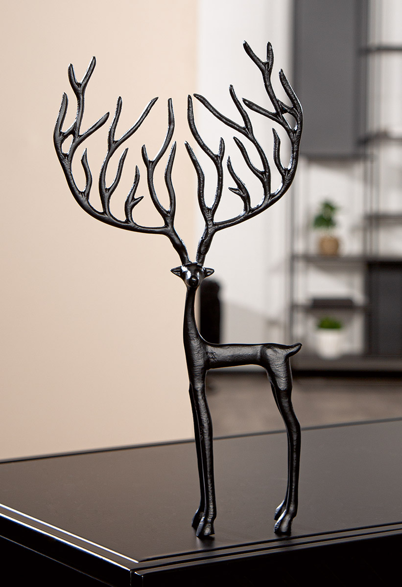 Figur Rentier, Aluminium, Schwarz H: 32 cm Gilde