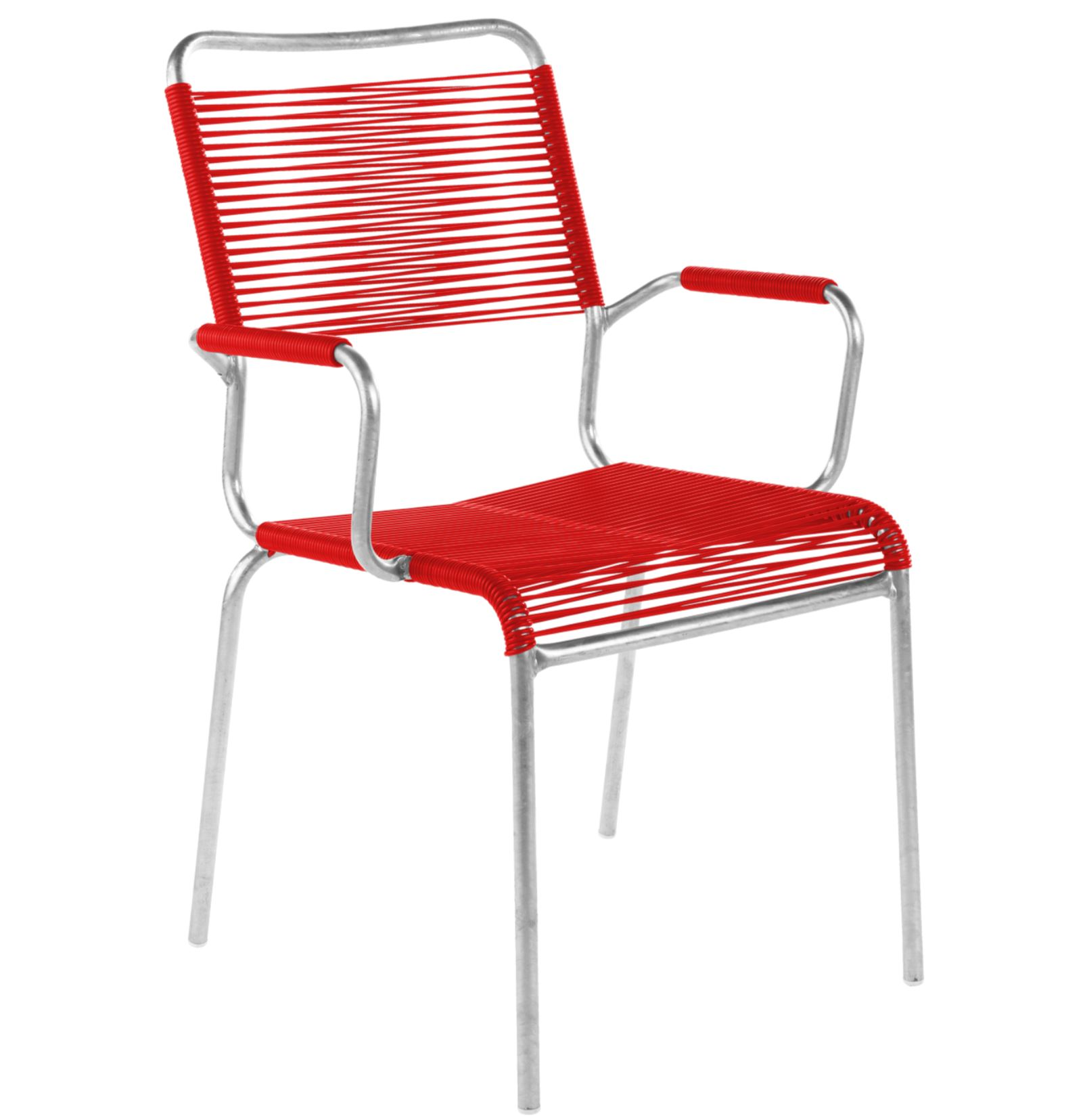 Spaghetti-Stuhl Rigi mit Armlehnen Schaffner / Farbe: Rot