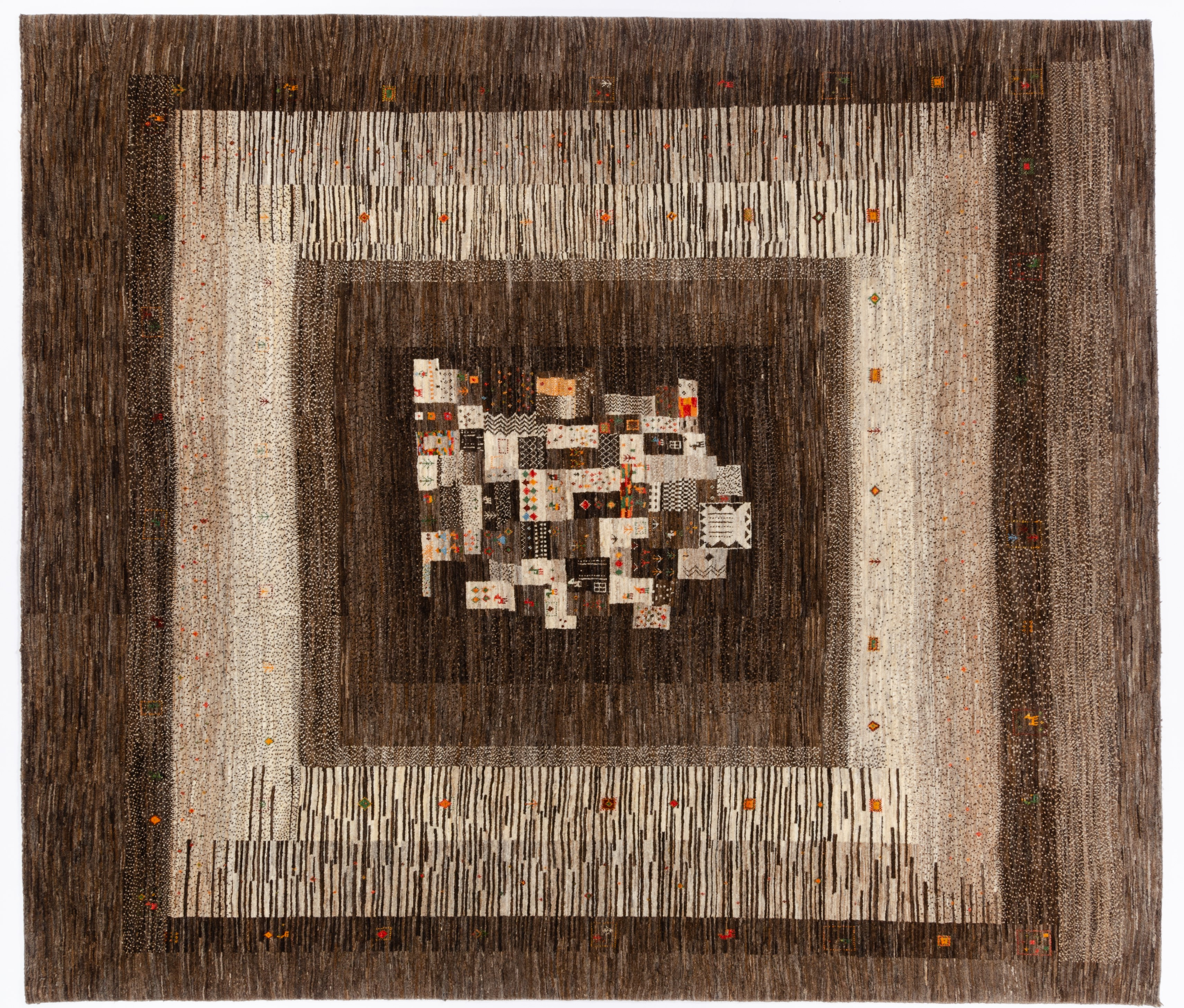 Nomadenteppich Kaschkuli Fein Negra/ Farbe: Weiss / Masse (BxT) :262x303 cm