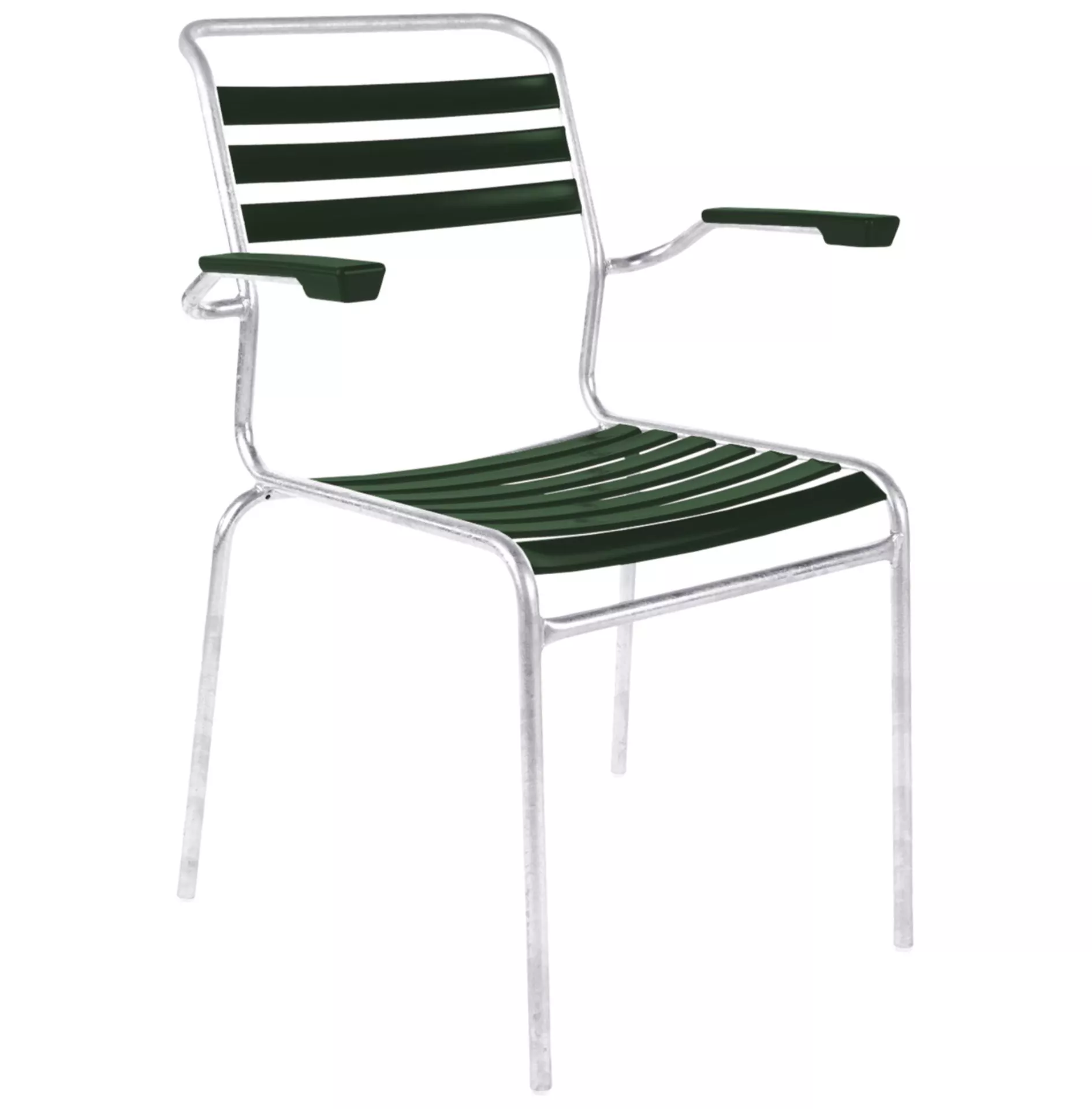 Lättli-Stuhl Säntis mit Armlehnen Schaffner / Farbe: Tannengrün