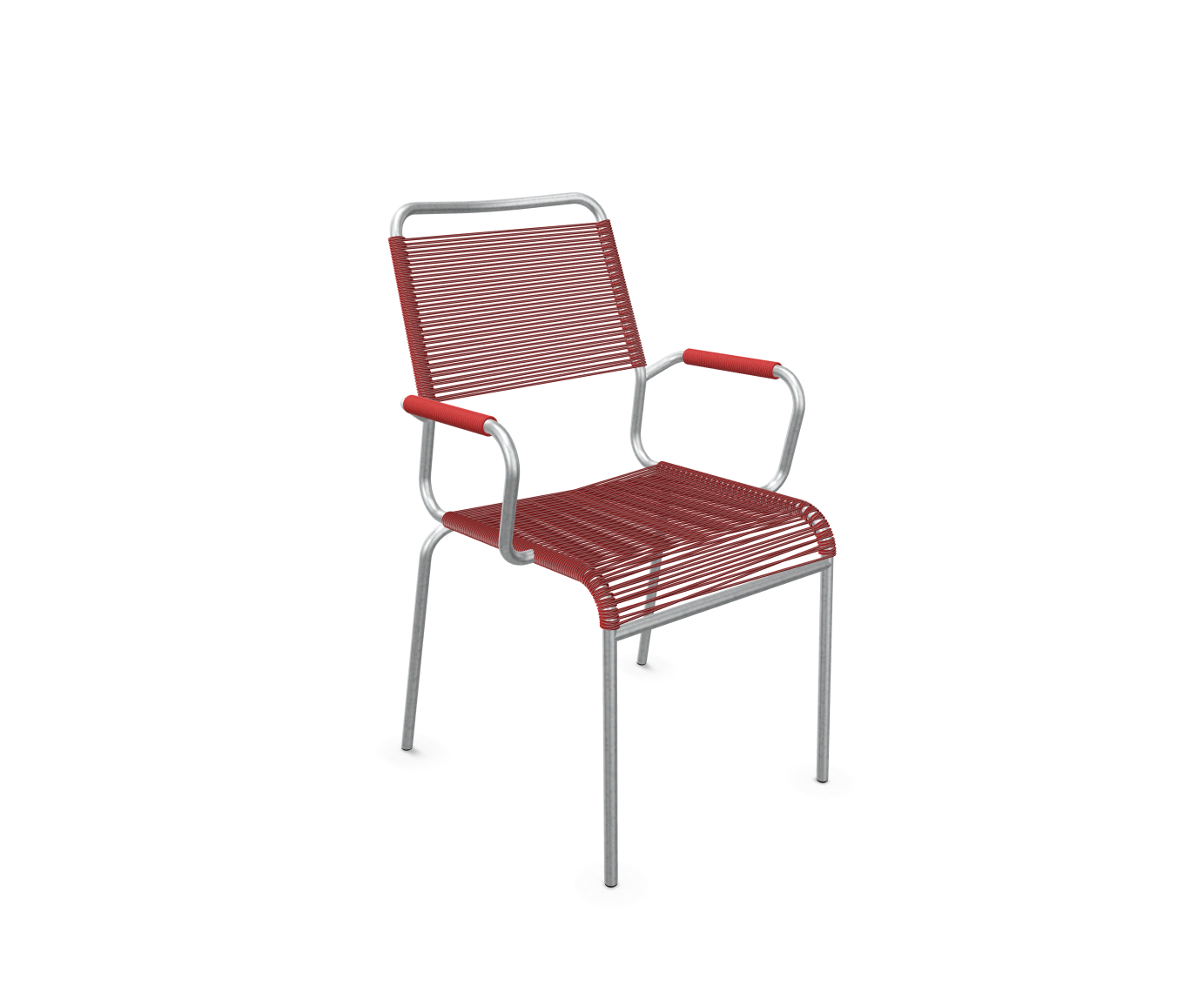 Spaghetti-Stuhl Rigi mit Armlehnen Feuerverzinkt von Schaffner / Farbe: Rot / Grösse: 60 x 65 cm