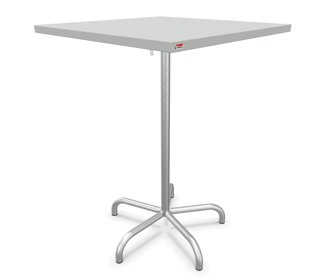 Metal bar table Säntis Square Schaffner / Colour: aluminium silver