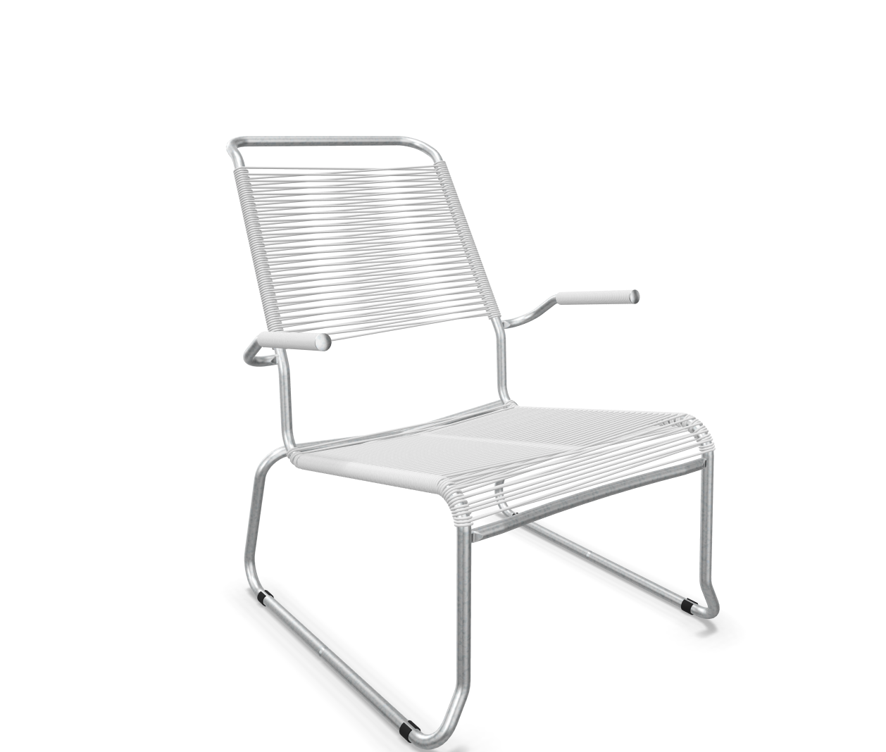 Kufen-Spaghetti-Lounger Säntis mit Lehne / Hochlehner Feuerverzinkt von Schaffner / Farbe: Weiss / Grösse: 68 x 85 cm
