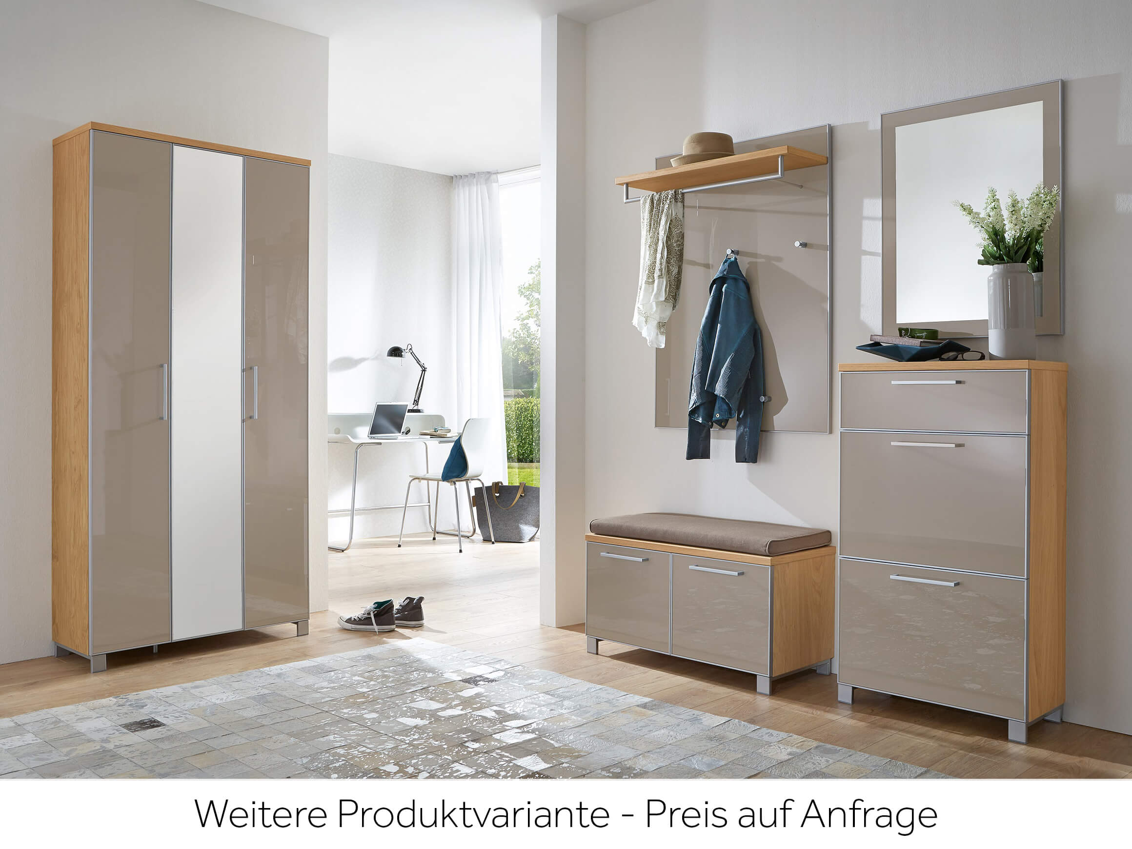 Schuhschrank Sante, 2 Klappen, Eiche, b 61 cm t 31 cm h 108 cm