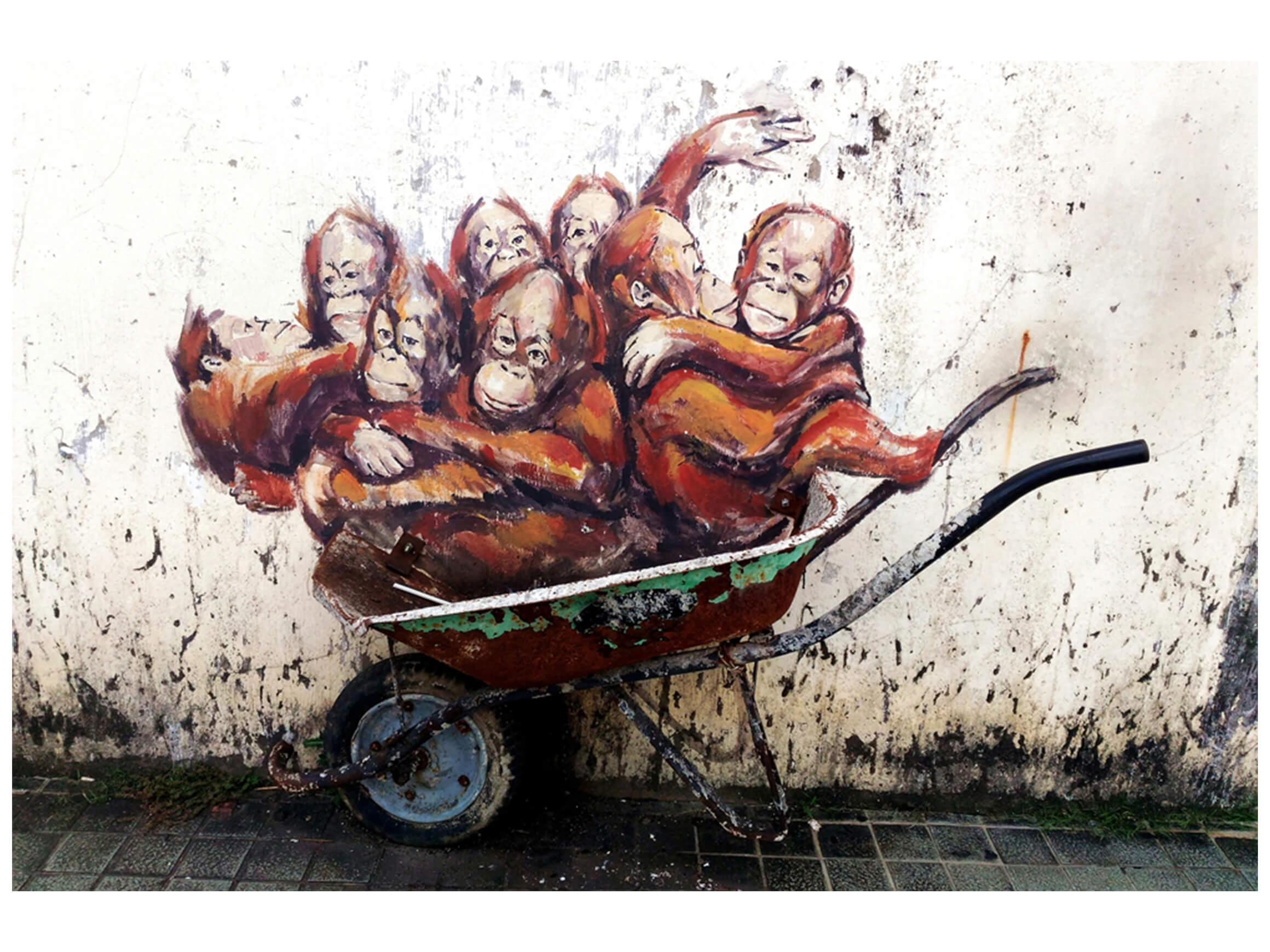 Digitaldruck auf Glas Street Art mit Orang-Utans image LAND