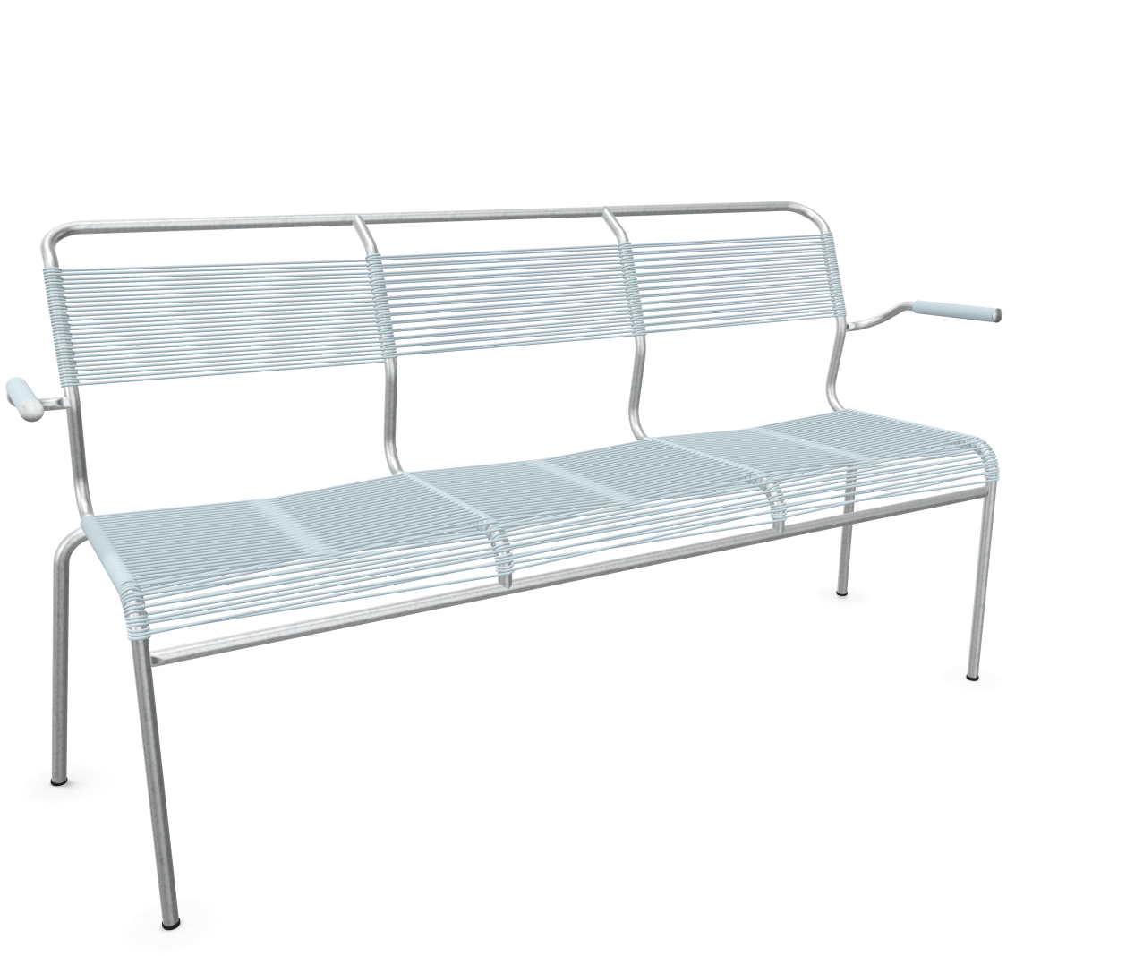 Schaffner Spaghetti-3er-Bank Säntis mit Lehne Feuerverzinkt Blau | Schubiger Möbel