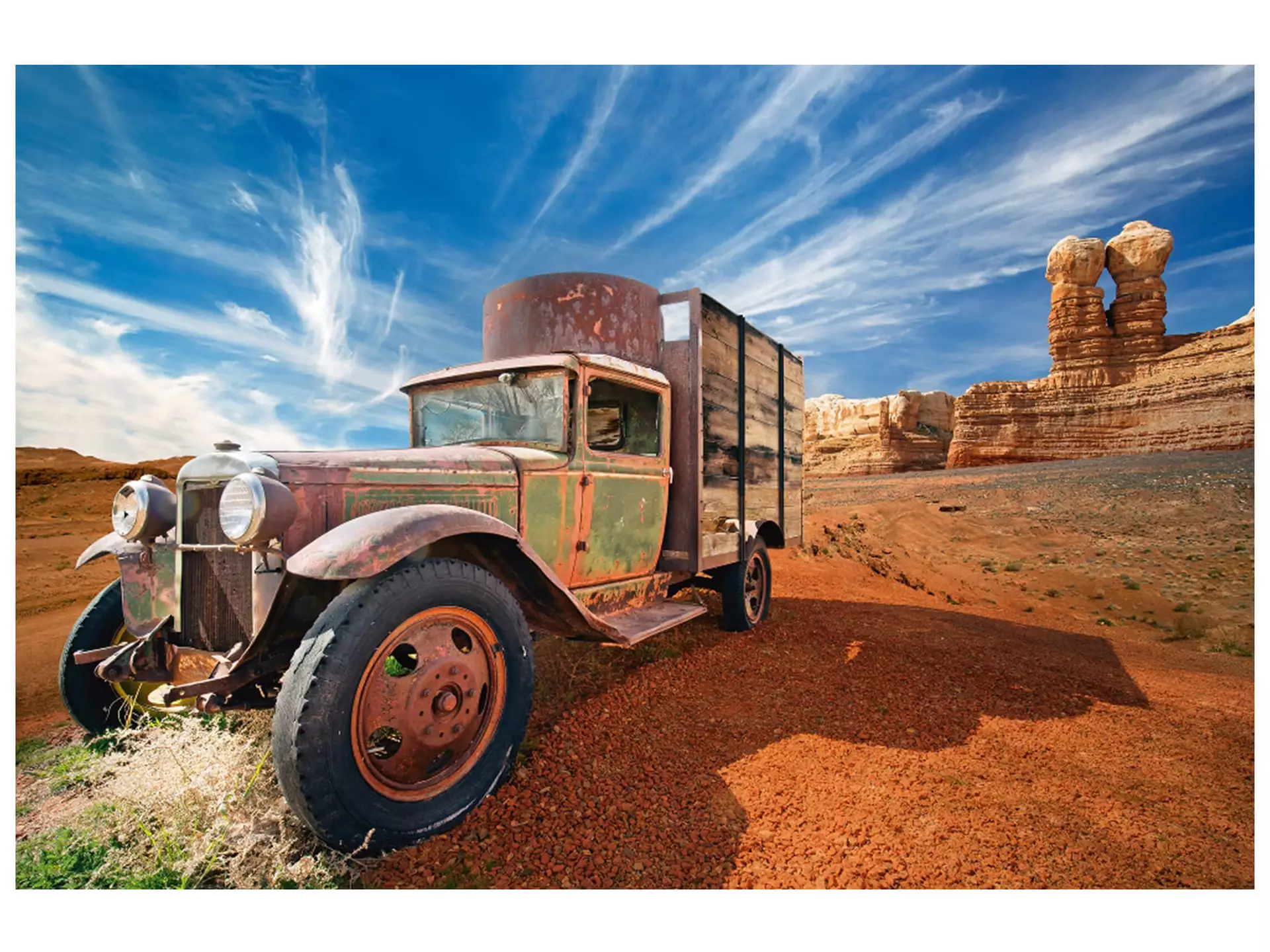 Digitaldruck auf Acrylglas Alter Lkw in Der Wüste image LAND / Grösse: 120 x 80 cm