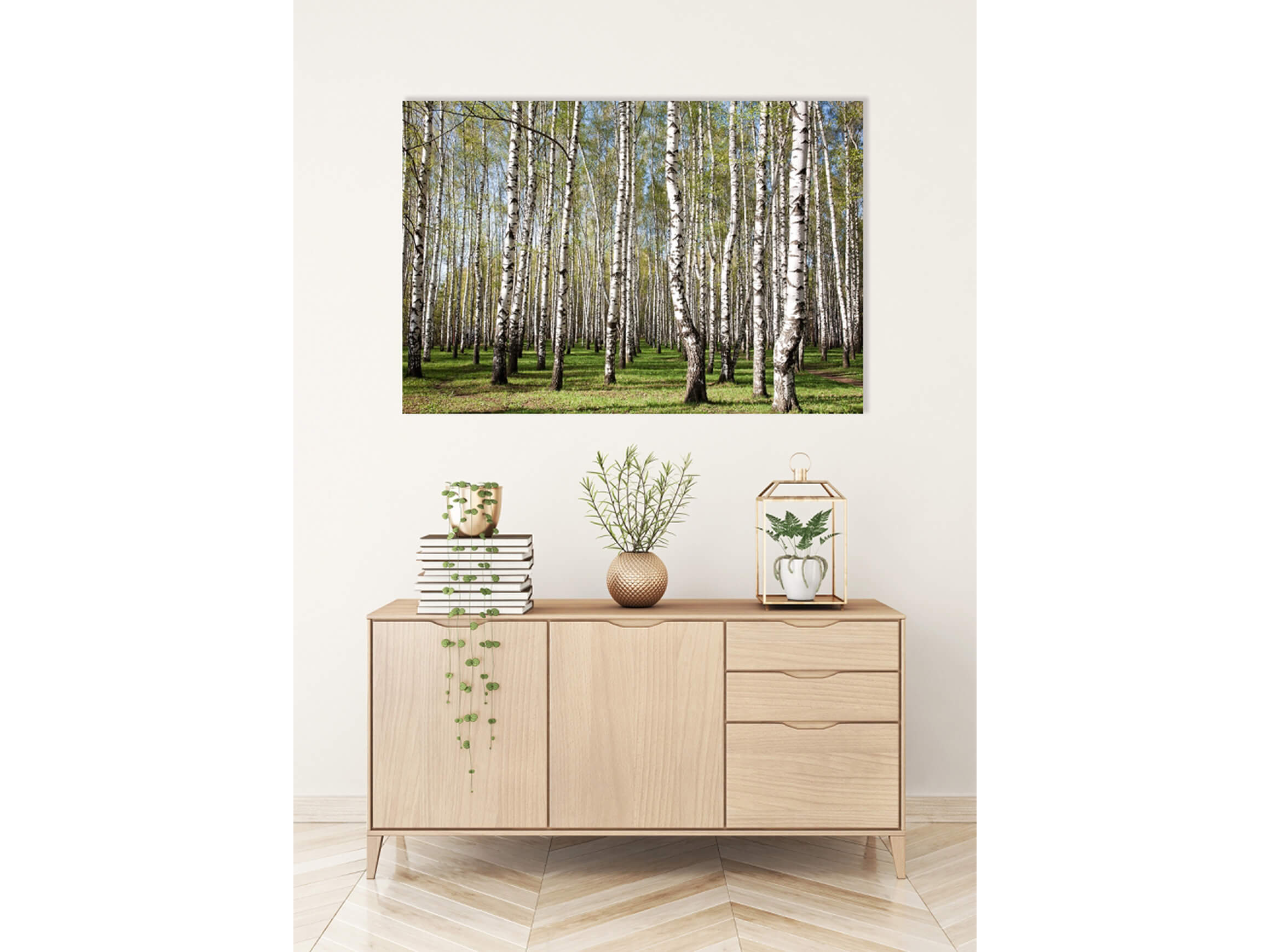 Digitaldruck auf Acrylglas Birkenwald image LAND / Grösse: 120 x 80 cm