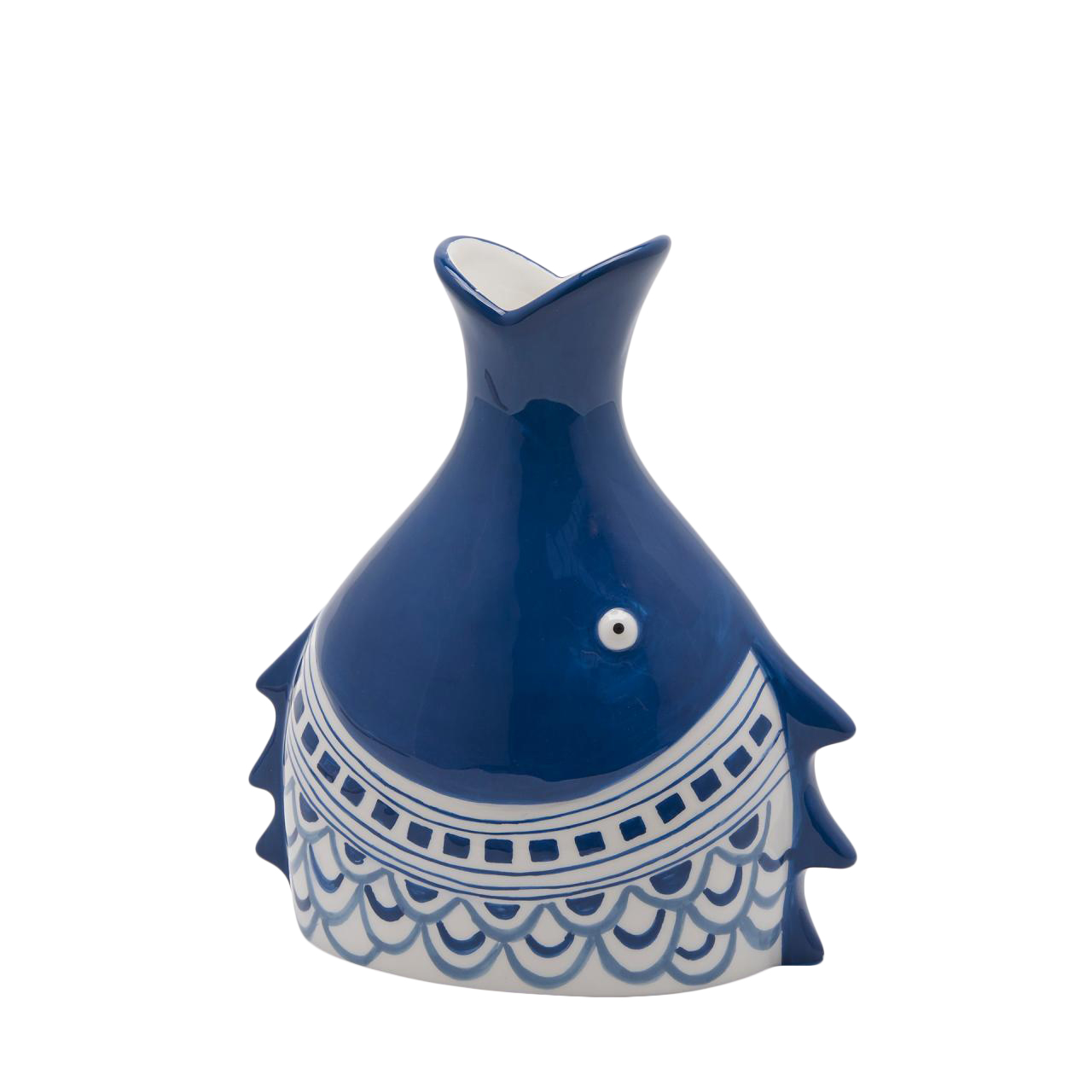 Vase Fisch Keramik Blau H: 24 cm Edg