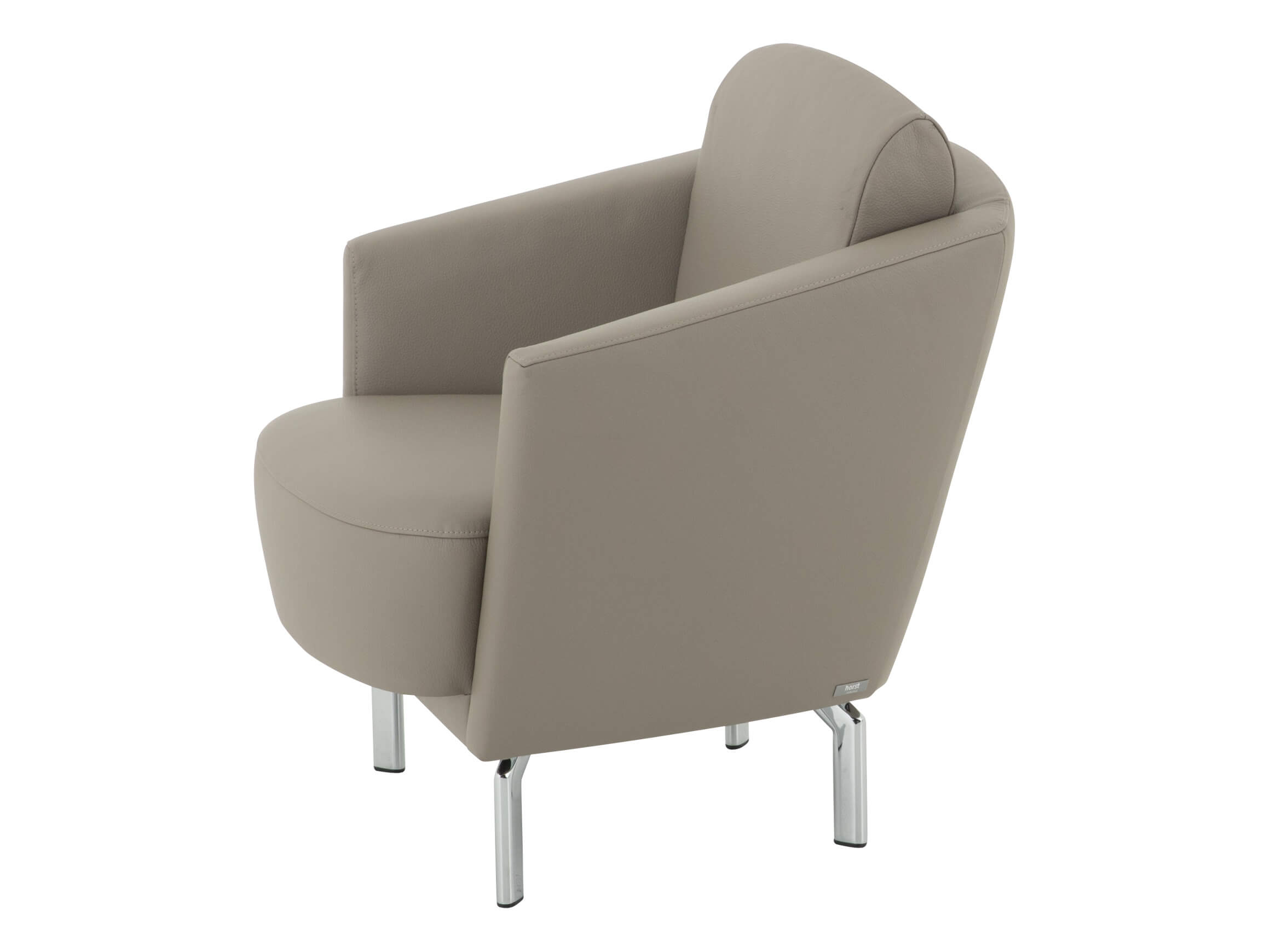 Sessel Praden, Leder Grau, Semianilin, Füsse Chrom