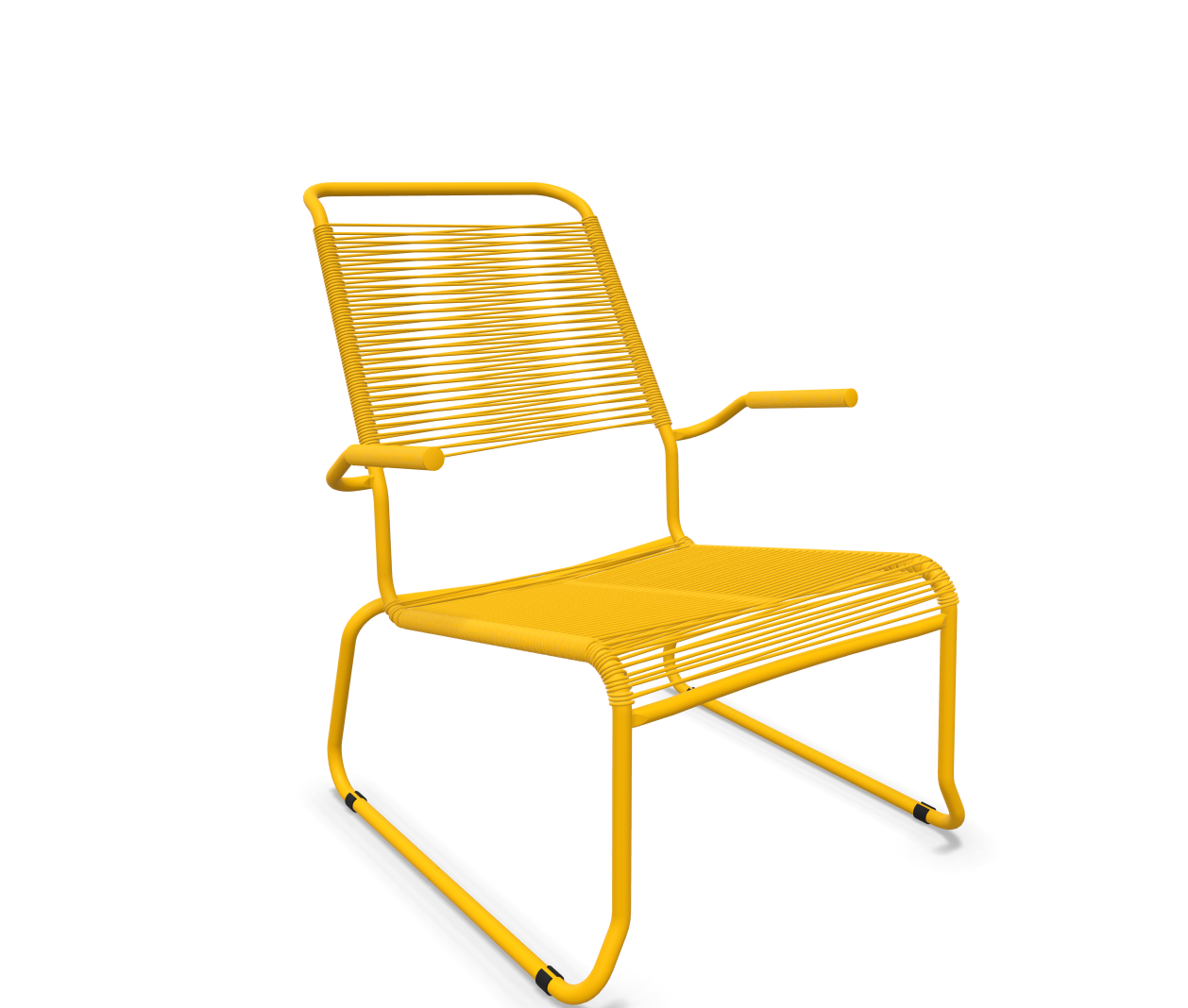 Schaffner Kufen-Spaghetti-Lounger Säntis mit Lehne / Hochlehner Gelb | Schubiger Möbel