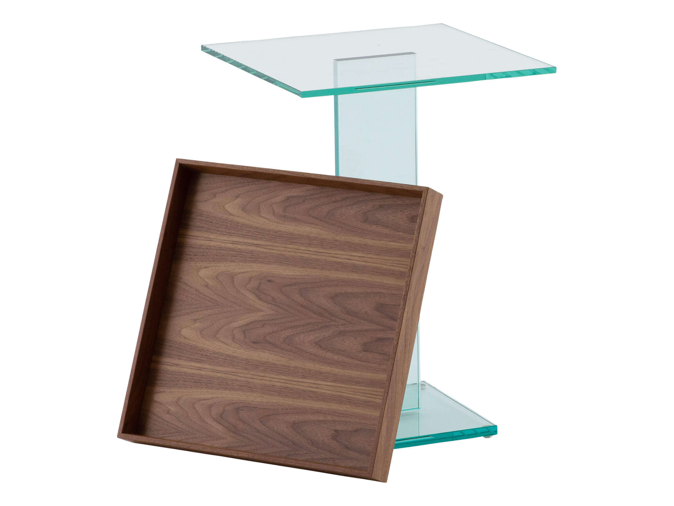 Beistelltisch Callan, Korpus Floatglas, Tablett