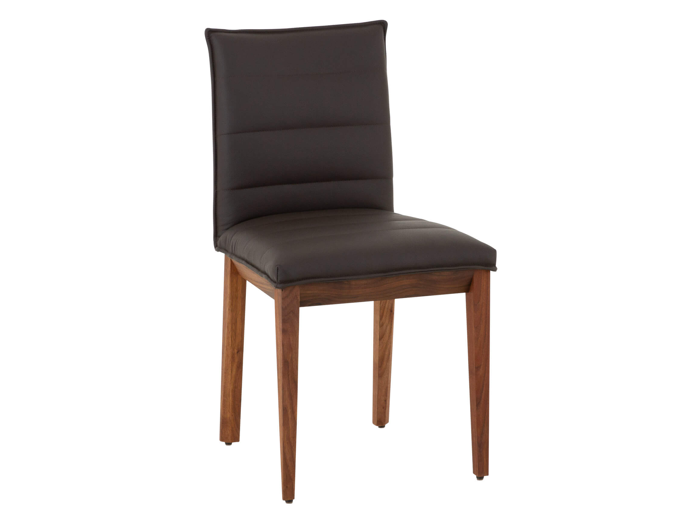 Stuhl Sandmann Leder Dunkelbraun, Gestell Nussbaum, BxTxH 48x54x90 cm