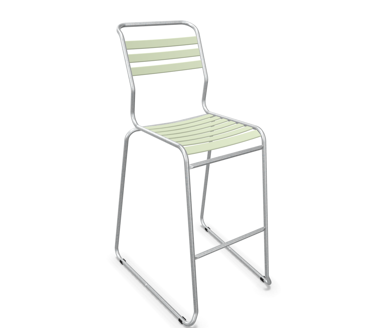 Schaffner Bar-Kufen-Lättlistuhl Säntis Feuerverzinkt Grün | Schubiger Möbel
