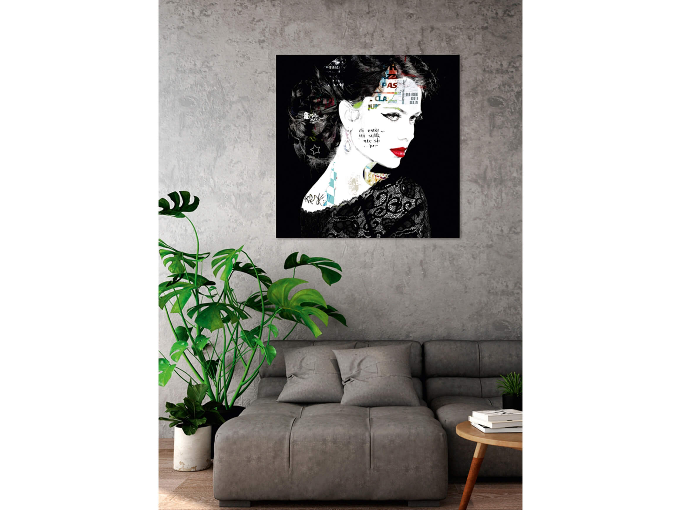 Digitaldruck auf Glas Street Art Glamour Girl image LAND / Grösse: 80 x 80 cm