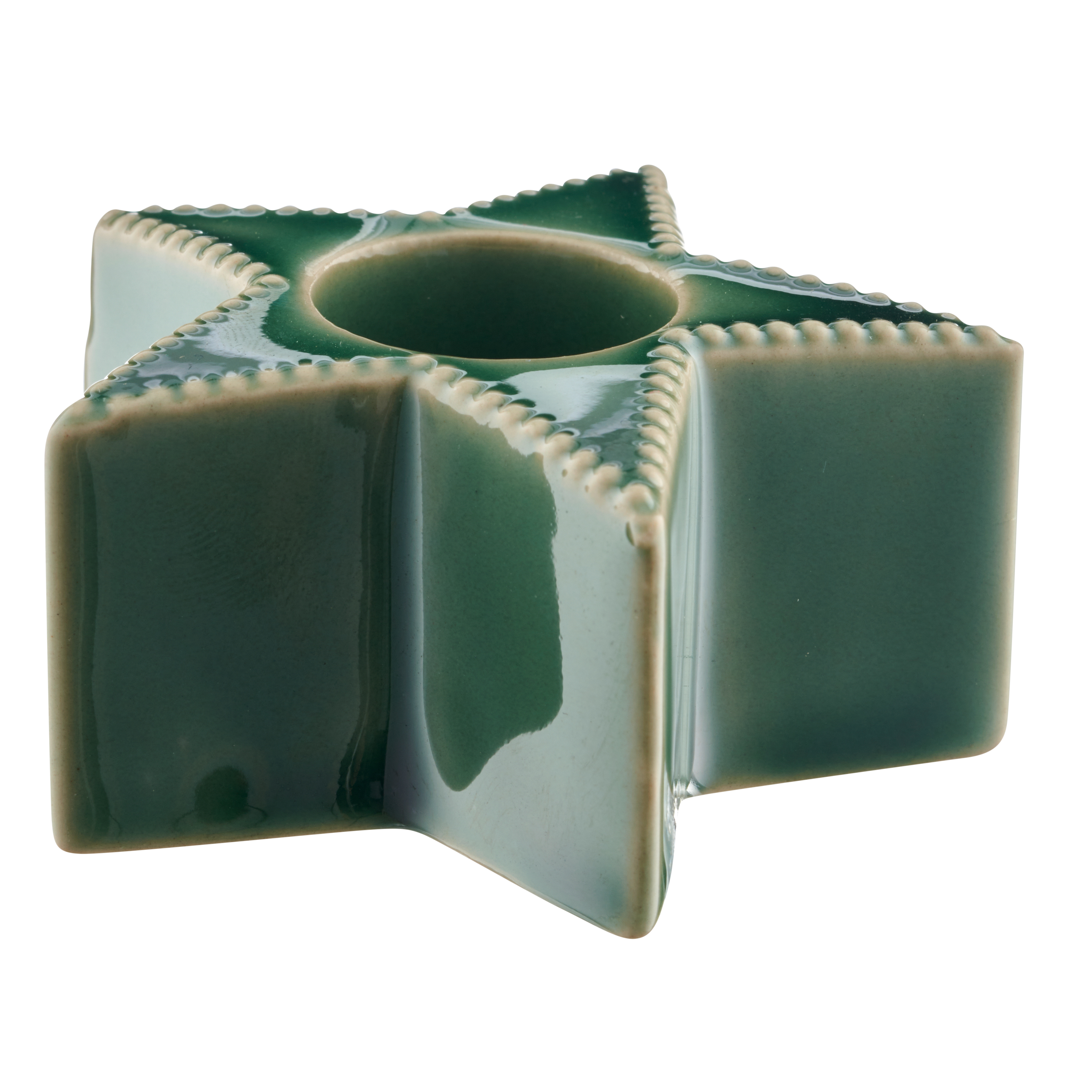 Kerzenständer Stern Glasiert, Dunkelgrün Gasper