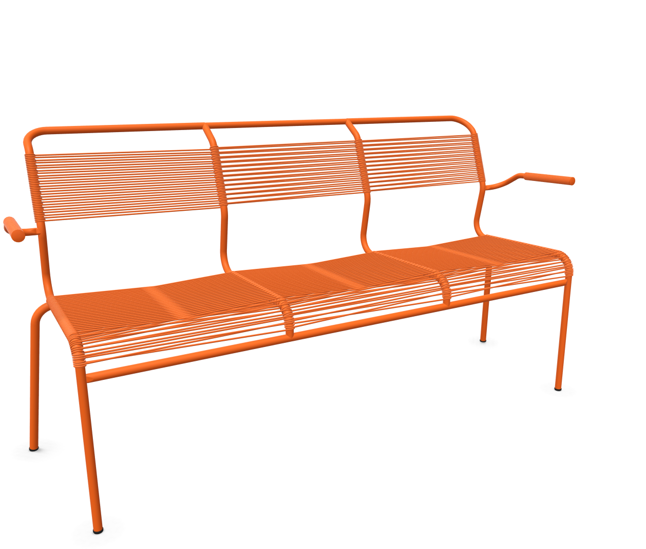 Schaffner Spaghetti-3er-Bank Säntis mit Lehne Orange | Schubiger Möbel