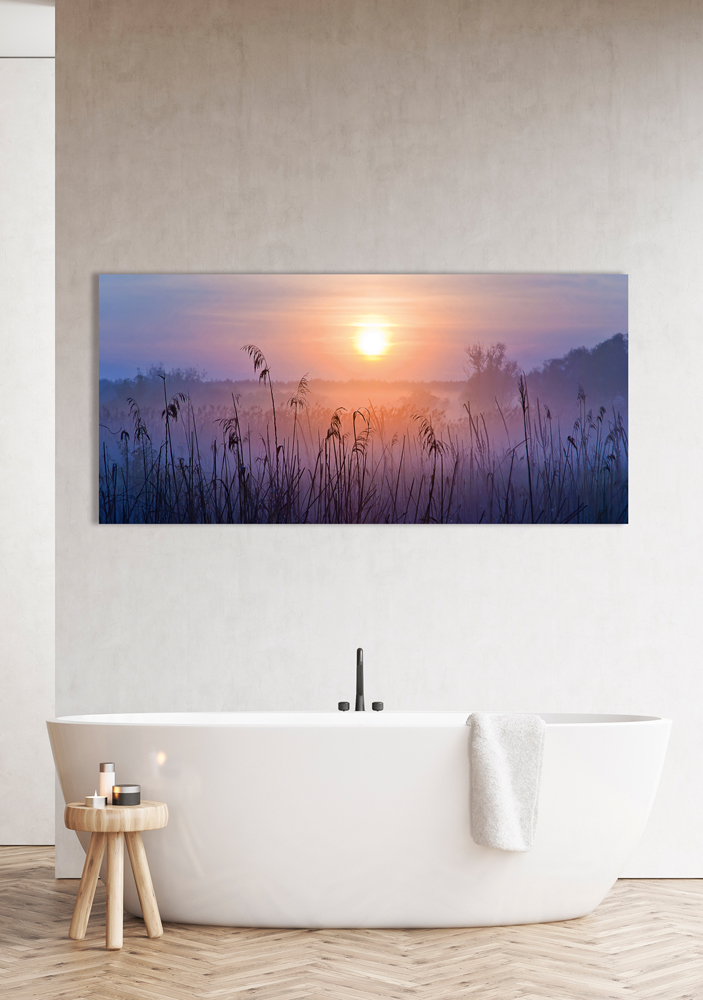 Alubild Sonnenaufgang im Nebel image LAND