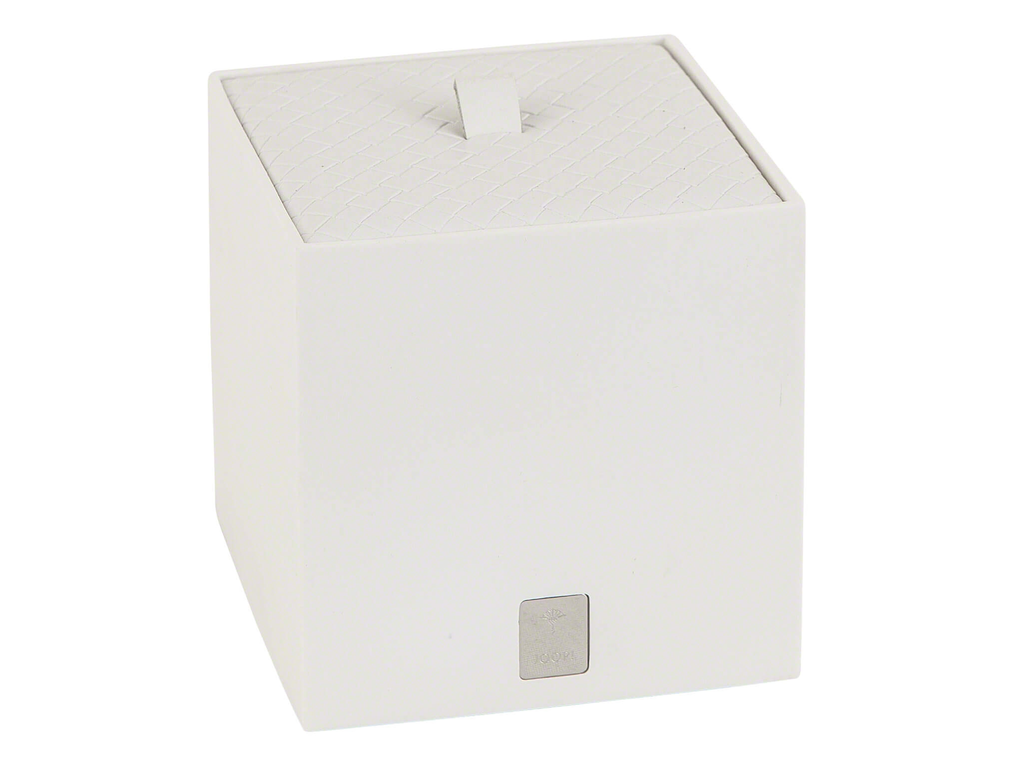 Grosser Mehrzweckbekälter, Weiss, Deckel in Lederoptik, Höhe 11 cm