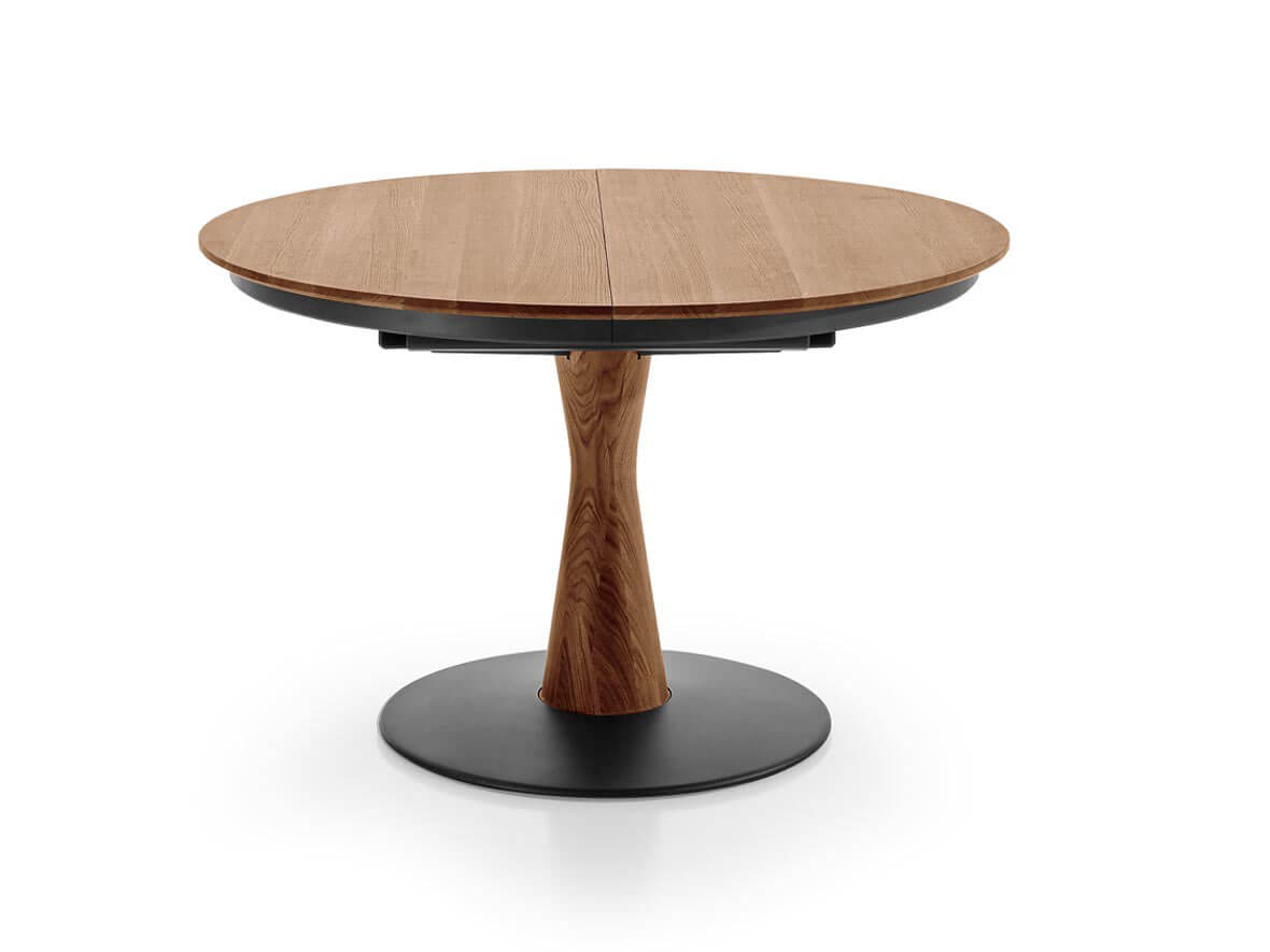 Table de salle à manger Rota, Extensible, Chêne Massif, Diamètre 120 cm h 74 cm