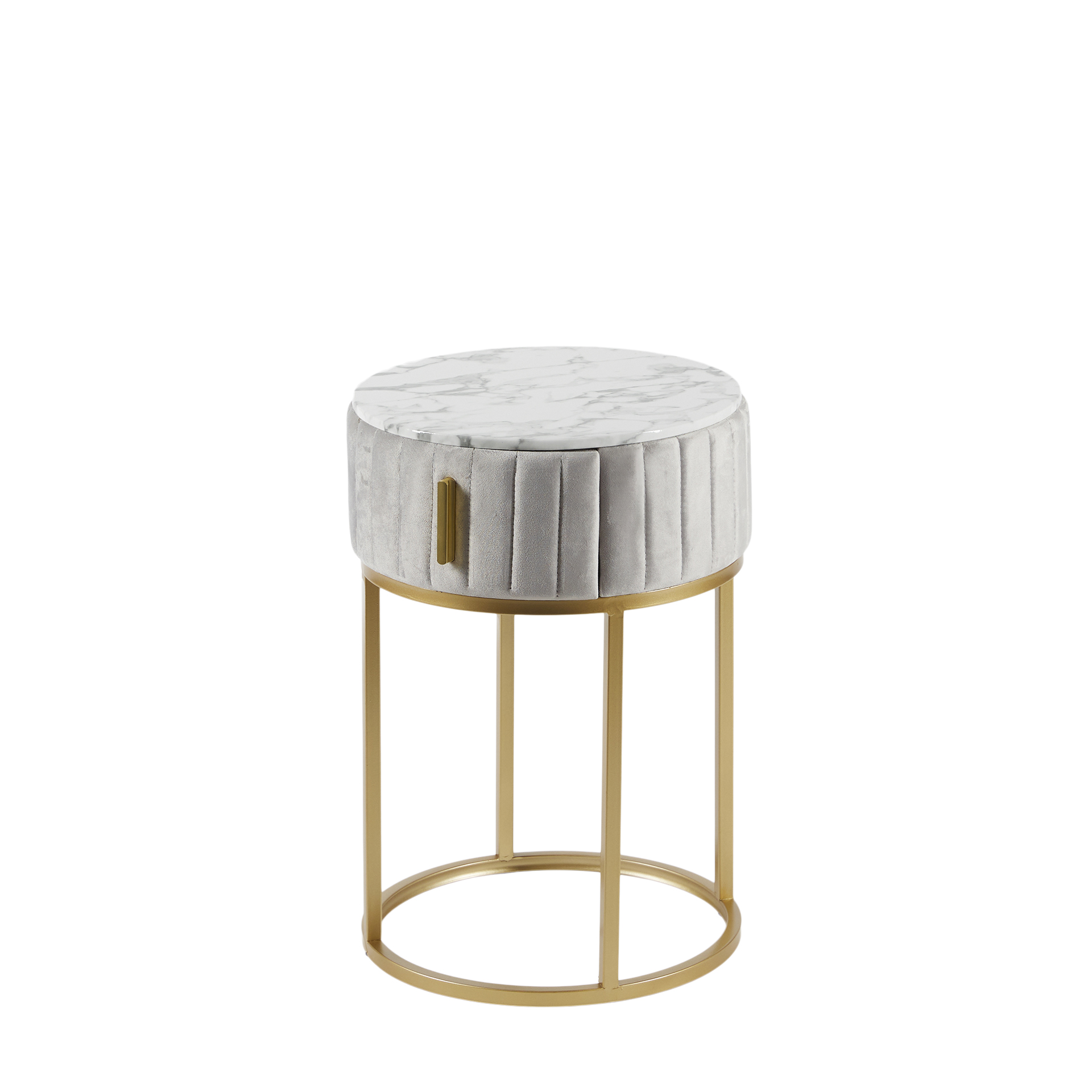 Beistelltisch Samt Hellgrau H: 55 cm Edg