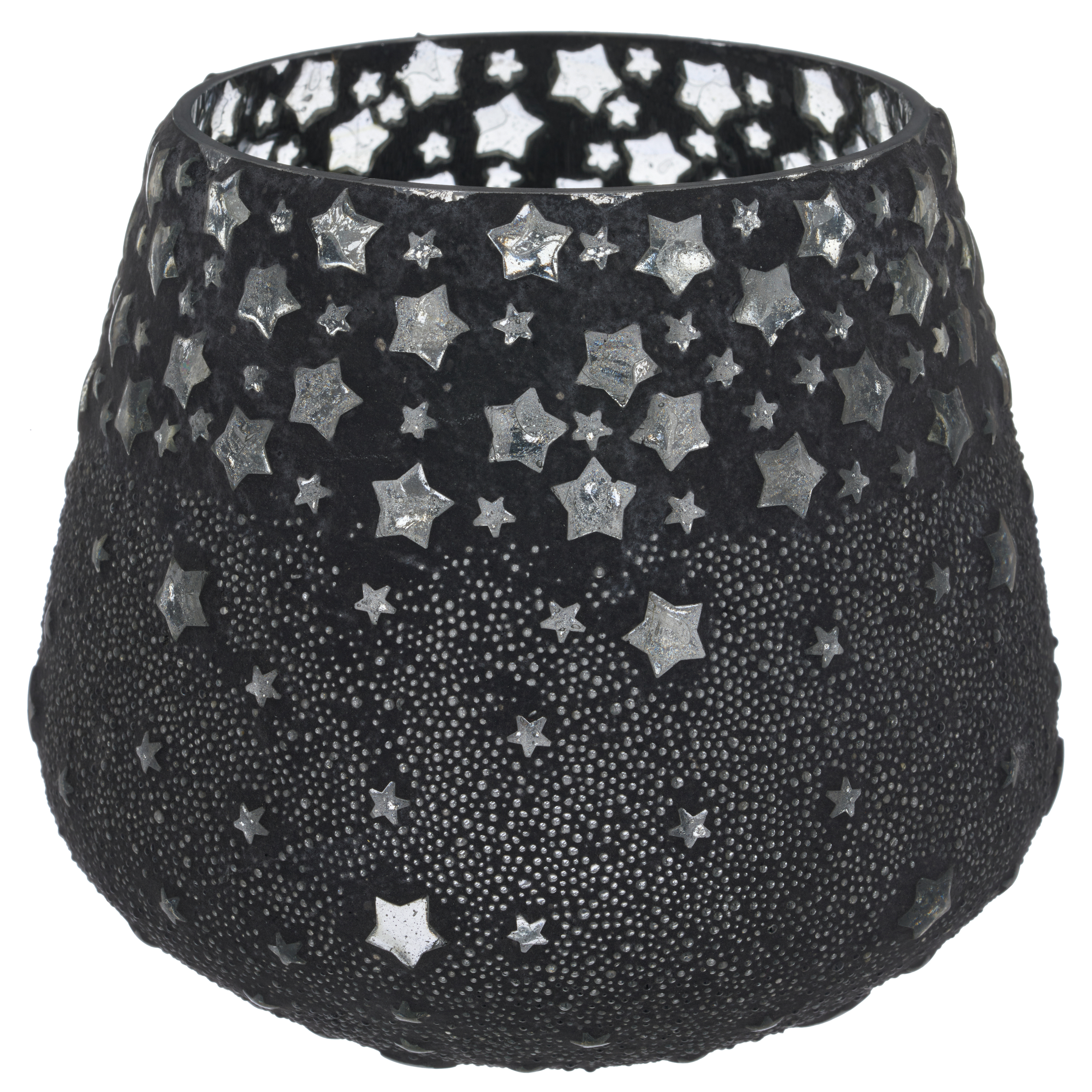 Windlicht Mosaik, Sterndekor, Anthrazit Gasper