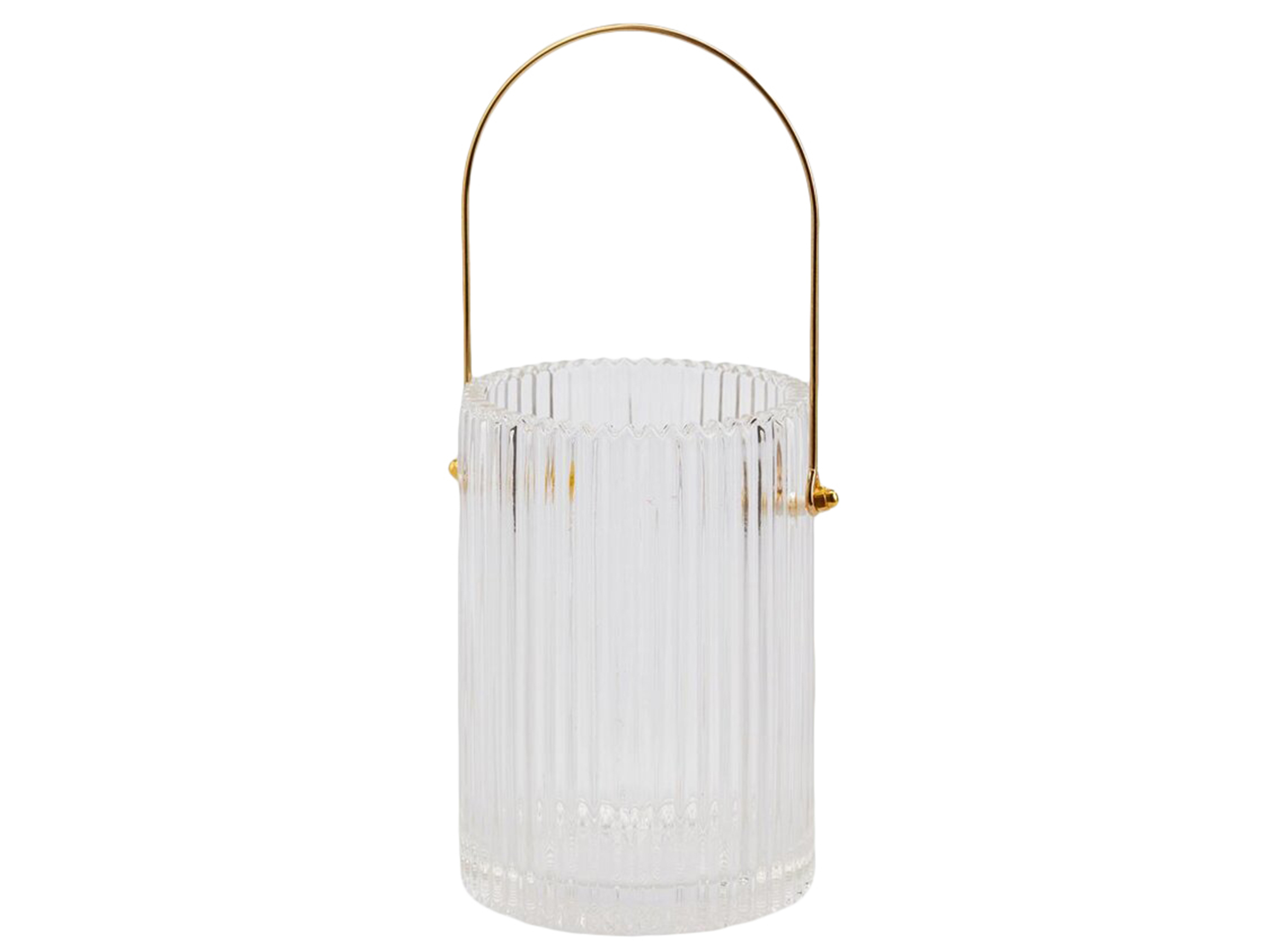 Windlicht Rillenglas mit Henkel H: 15 cm Edg