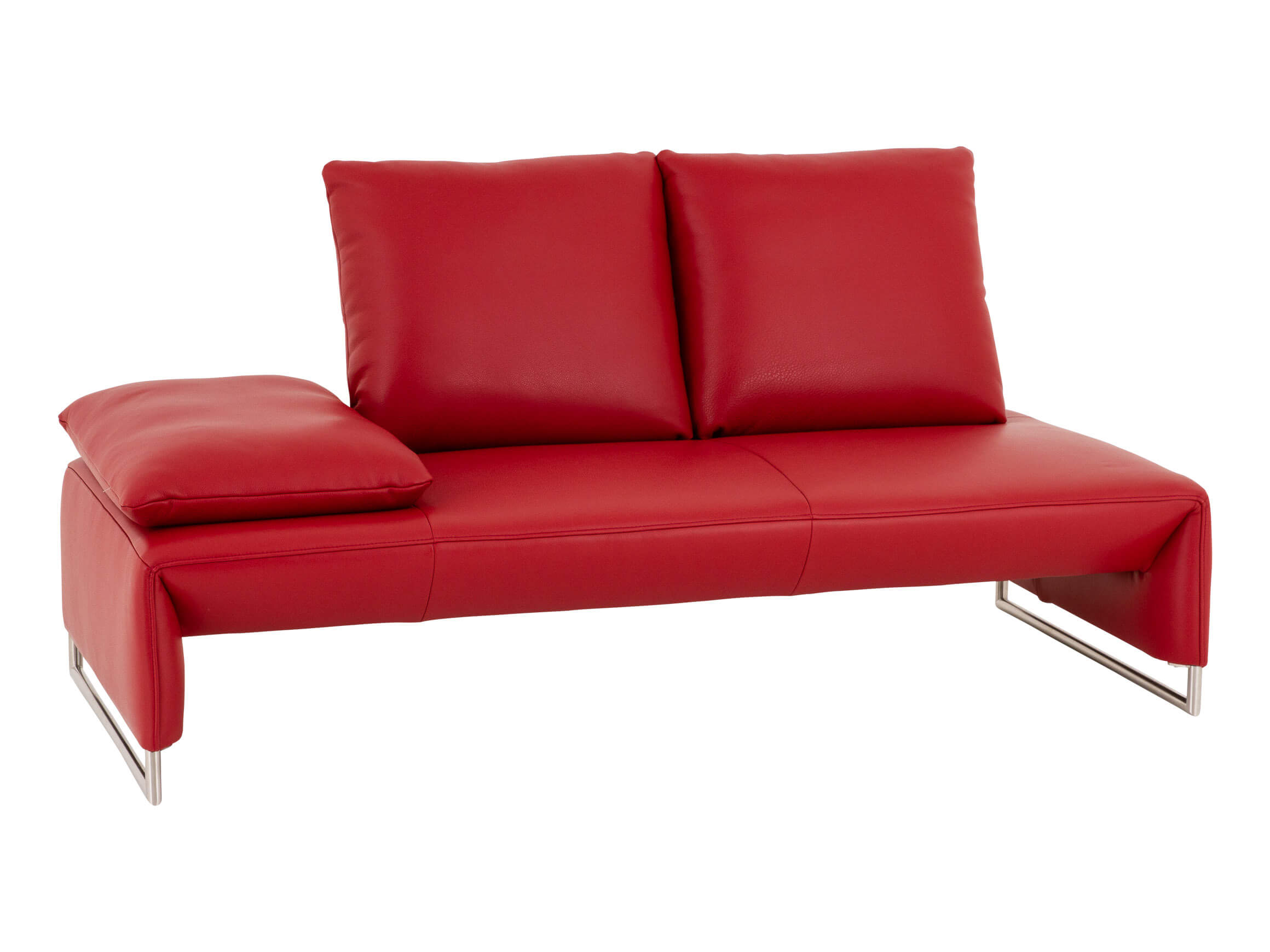 Sofa Ramano, Leder Flame, Kufe Nickel Satiniert, BxTxH 180x87x91 cm