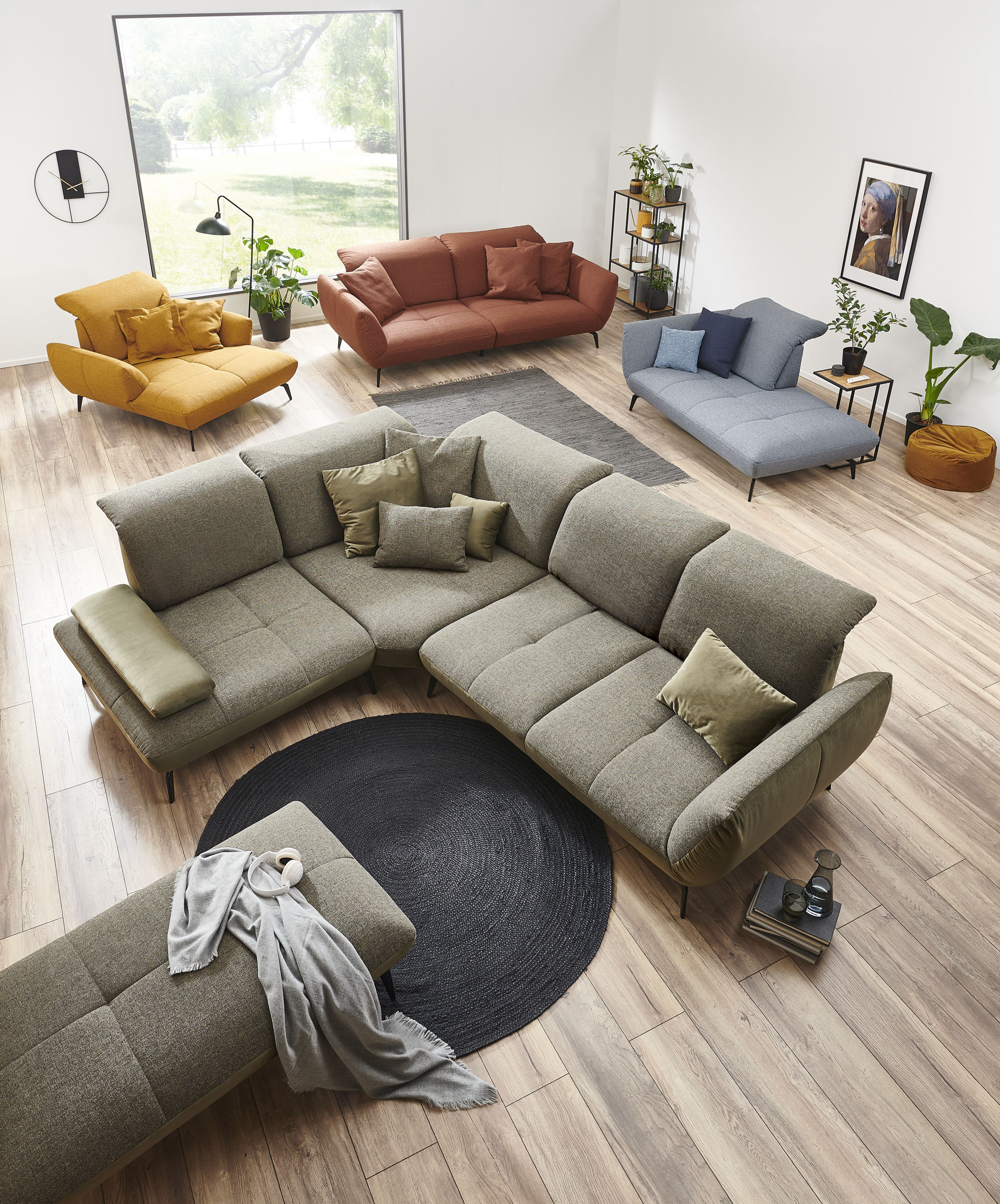 Ecksofa Nebraska Steinpol / Farbe: Khaki Olive