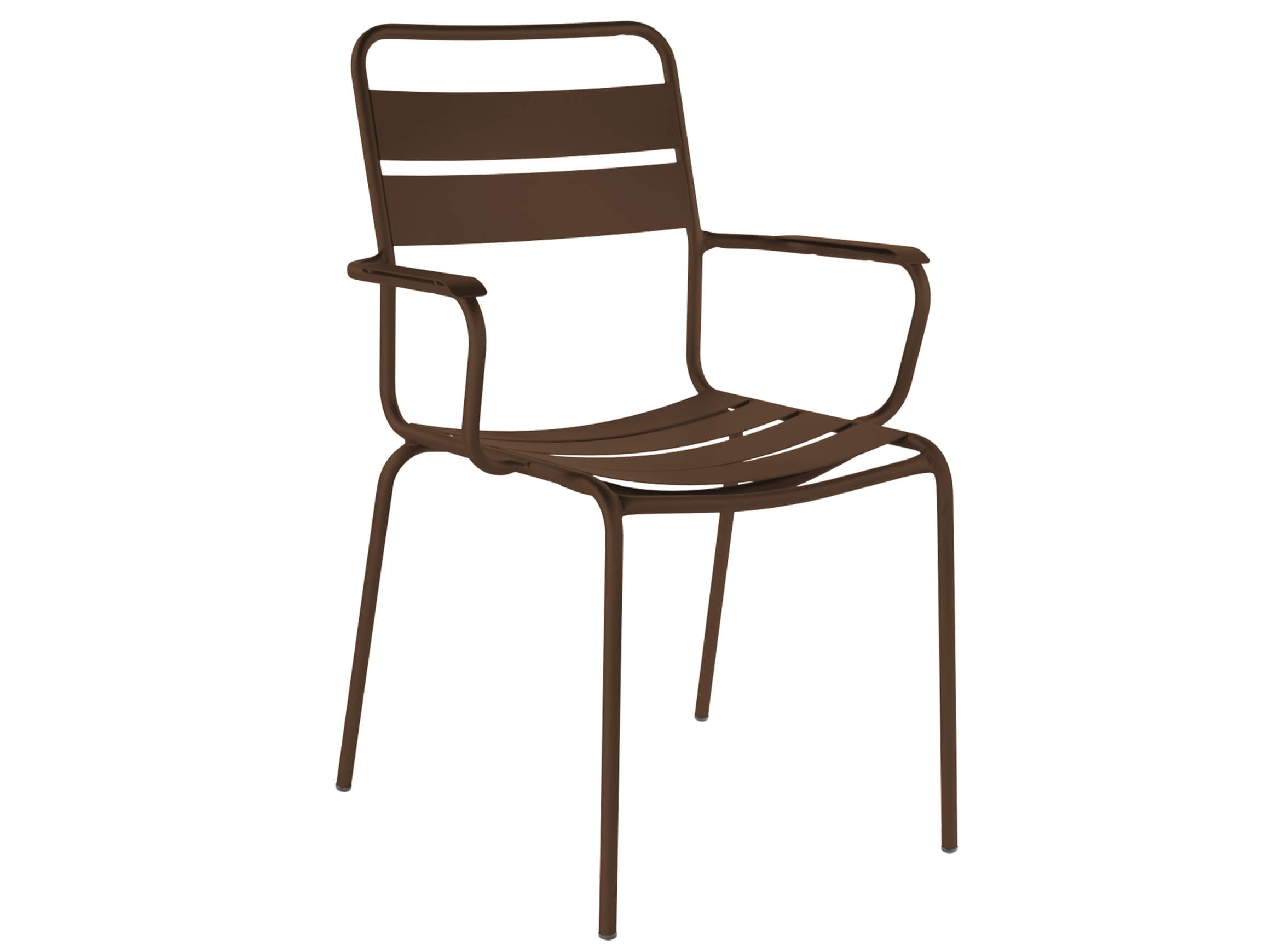 Metall-Lattenstuhl Glarus mit Armlehne Schaffner / Farbe: Mocca
