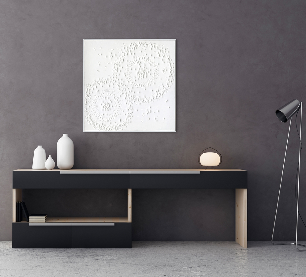 Bild Blumen in Weiß image LAND / Grösse: 90 x 90 cm