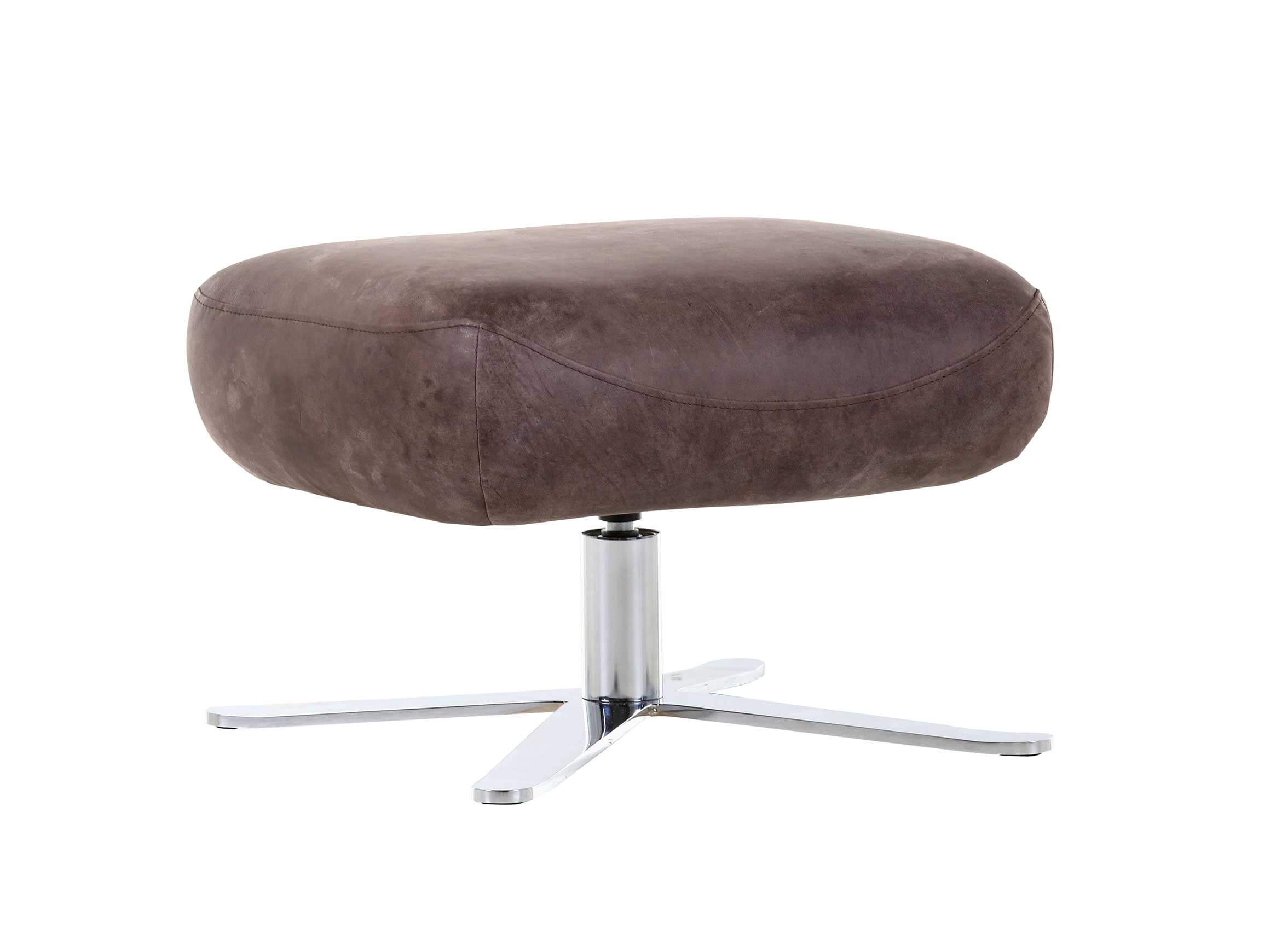 Hocker Vitoria, Leder Braun, Drehbar, Metall, b 60 cm t 48 cm h 42 cm