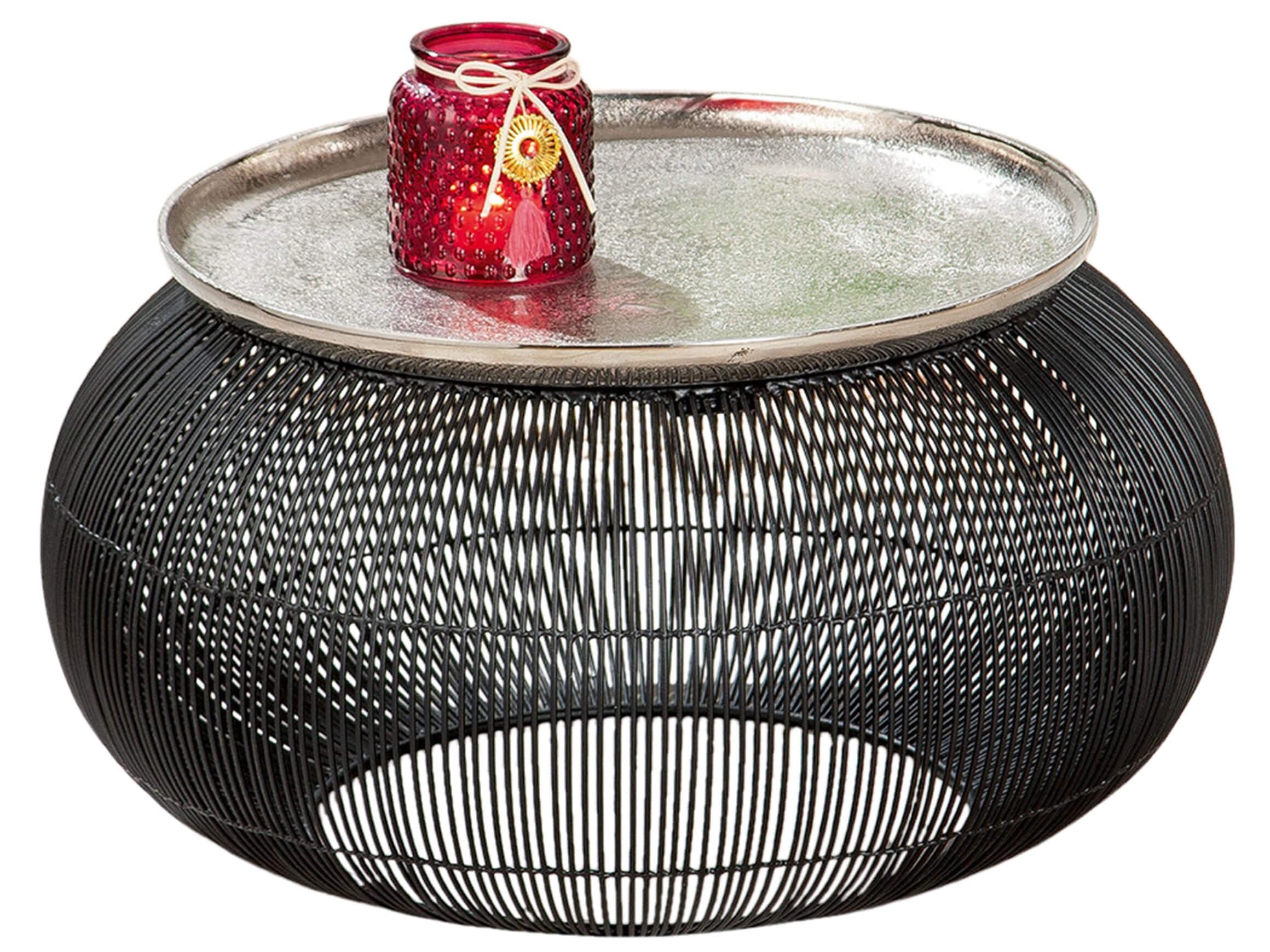 Salontisch Puntual Schwarz Silber H: 28 cm Gilde