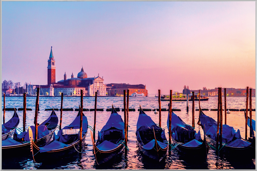 Bild mit Rahmen-Gondolieren in Venedig-image LAND