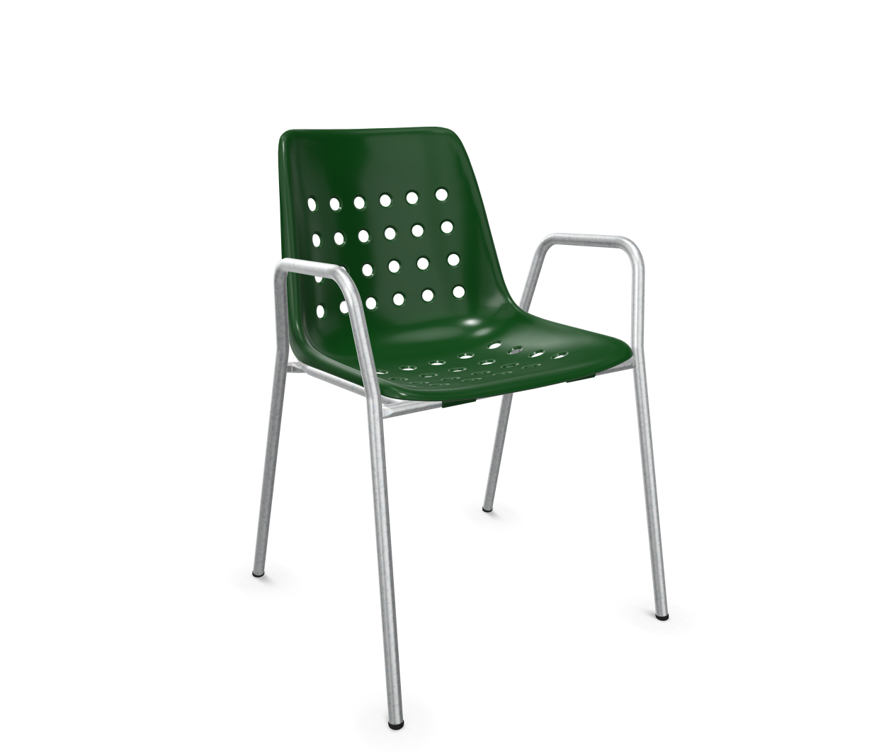 Schalen-Stuhl Bermuda mit Armlehnen Feuerverzinkt von Schaffner / Farbe: Tannengrün / Grösse: 55 x 54 cm