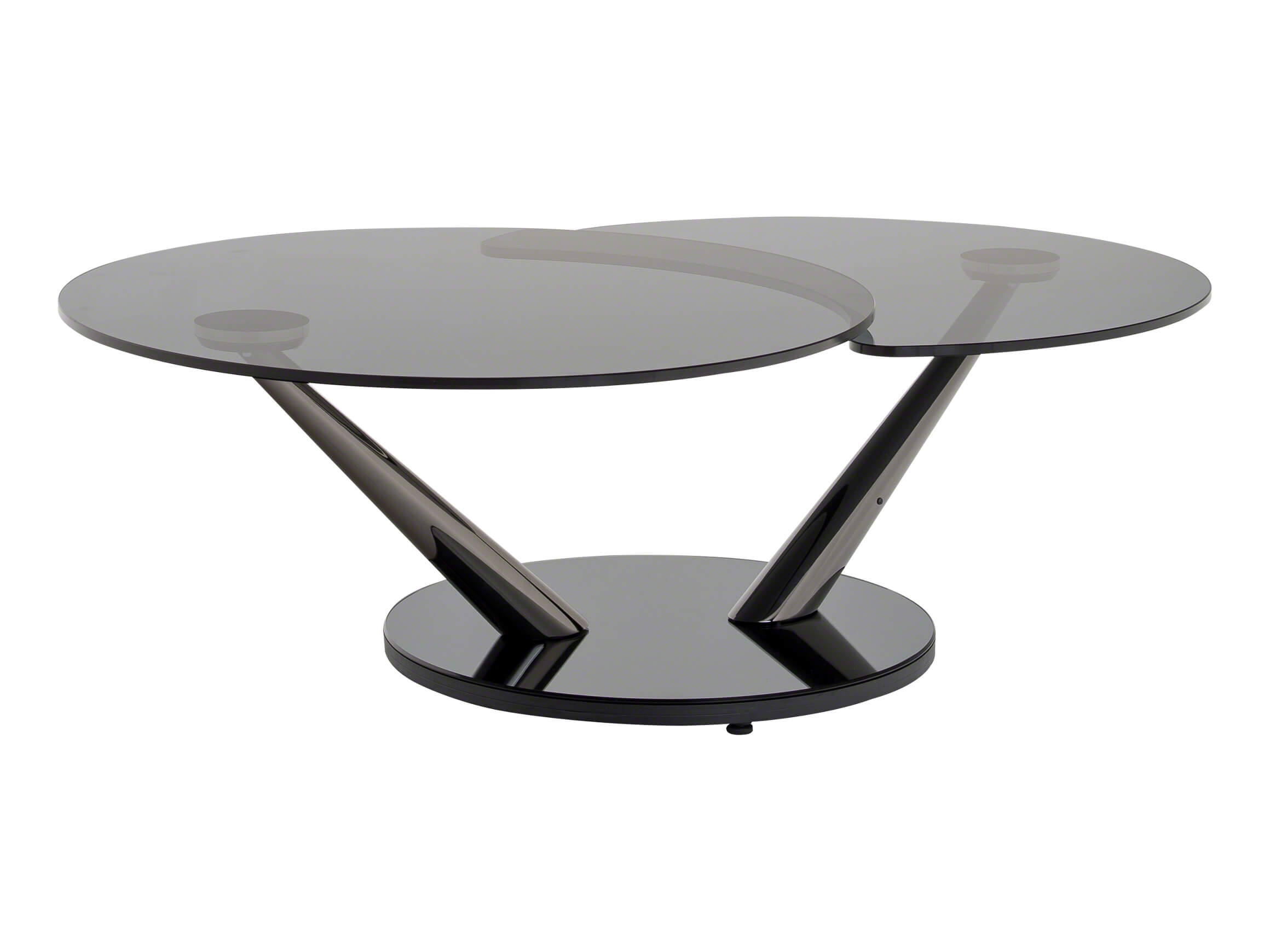 Salontisch Caladia, Rauchglas, Schwarz Nickel, b 80-128