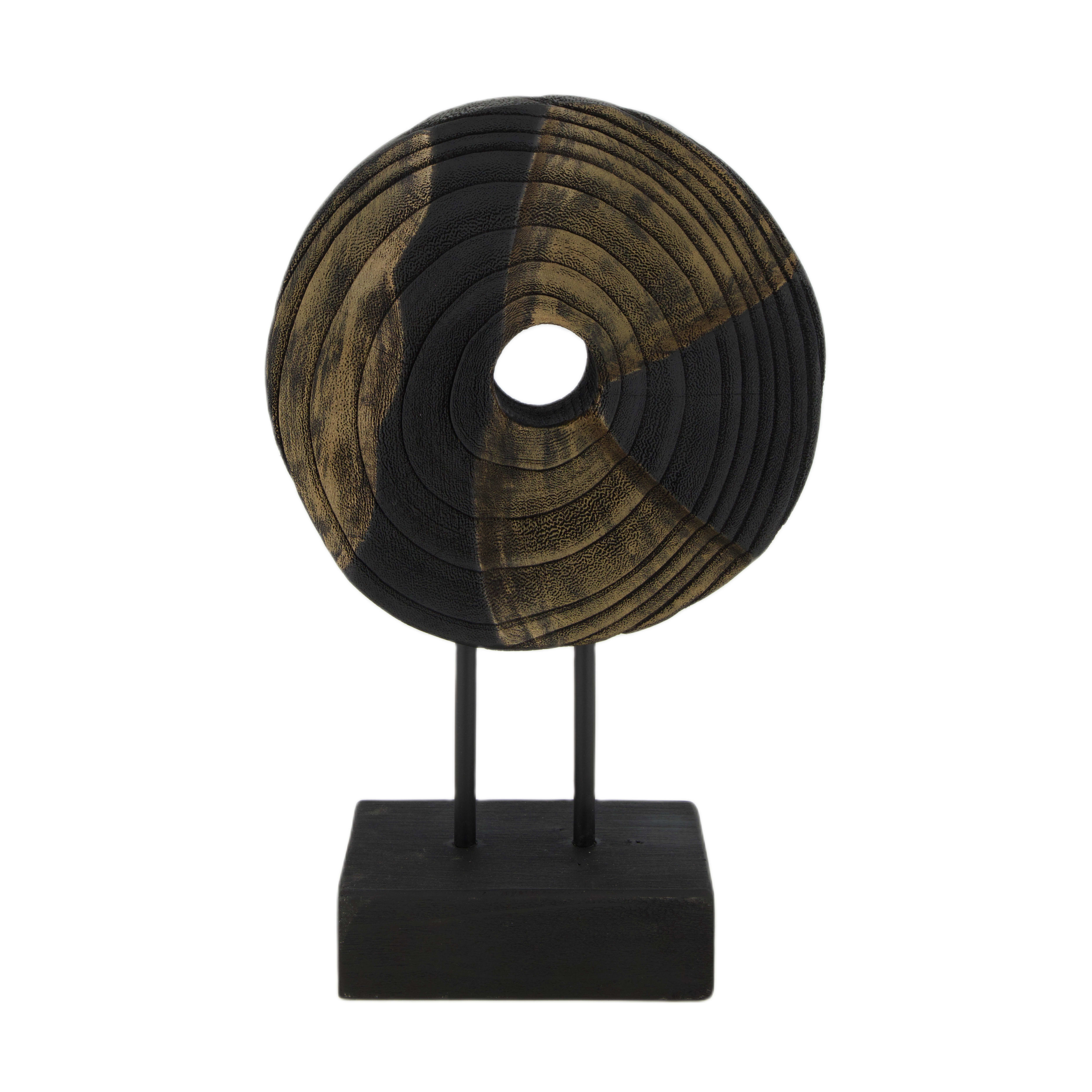 Figur Rund, Holz, Schwarz Gold H: 29 cm Decofinder