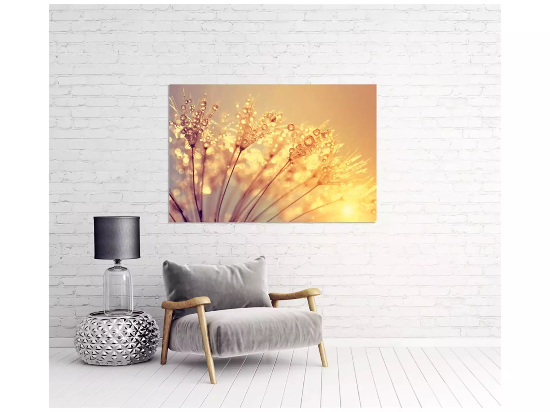 Digitaldruck auf Acrylglas Pusteblume mit Morgentau image LAND / Grösse: 120 x 80 cm