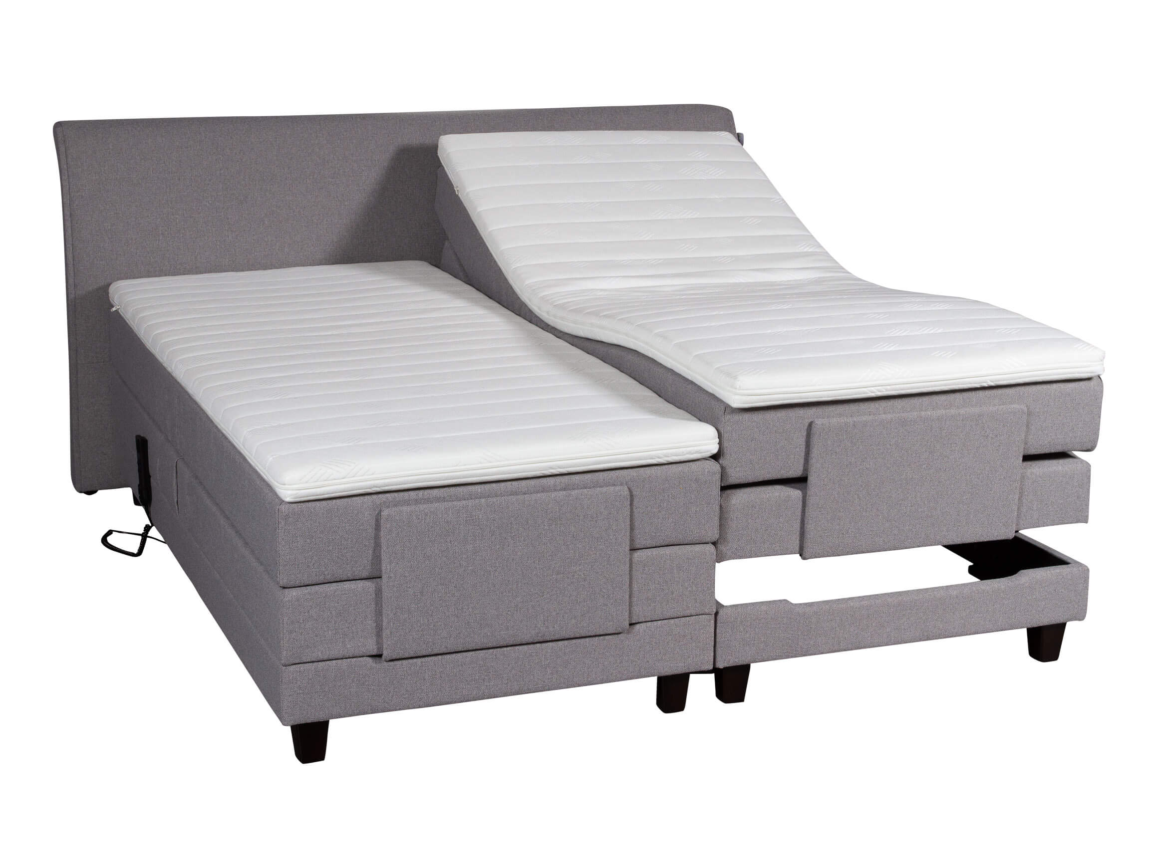 Boxspringbett Eneas, Stoff Anthrazit, Buche, b 200 cm t