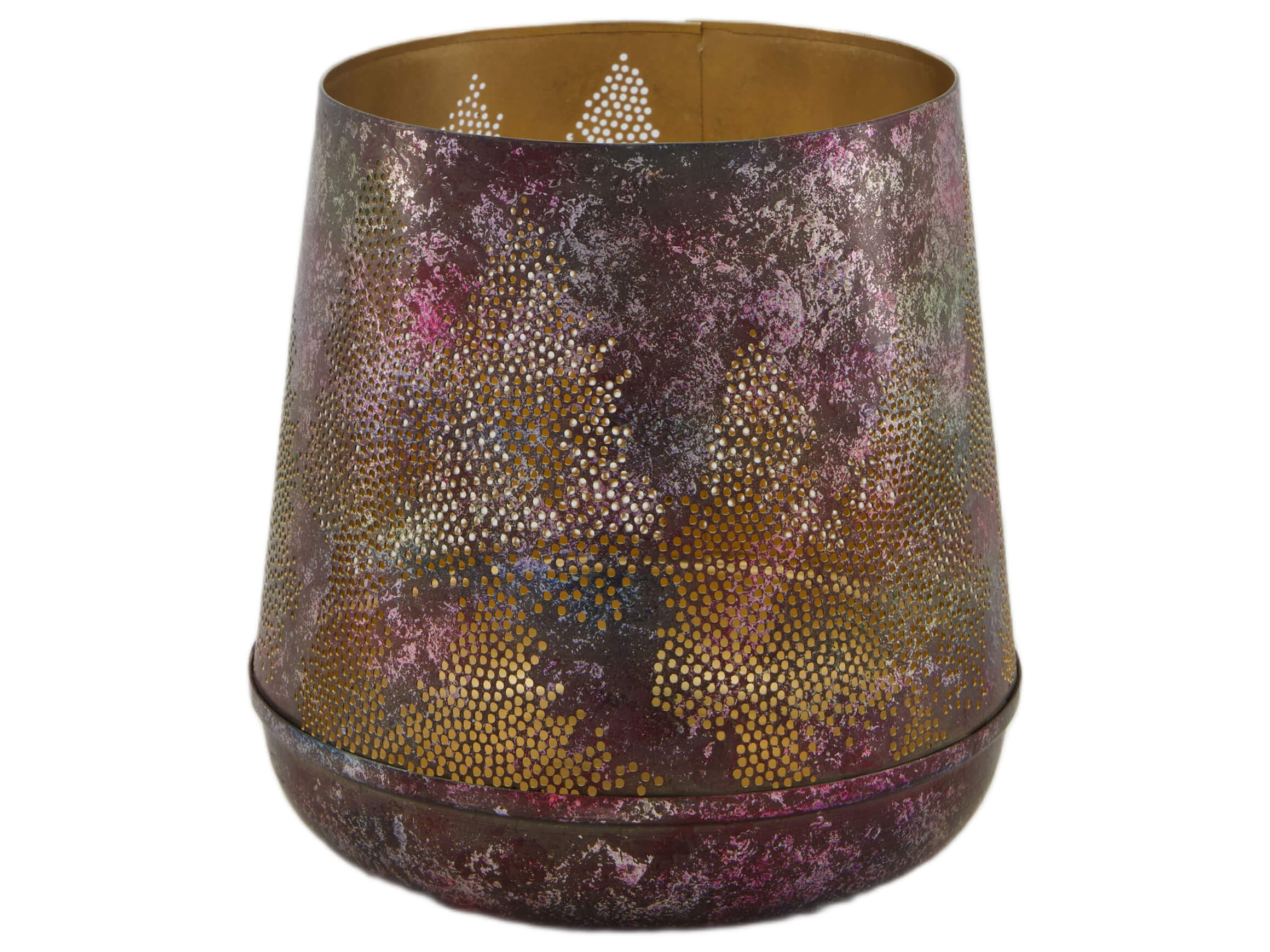 Windlicht Metall Lila H: 16 cm Decofinder