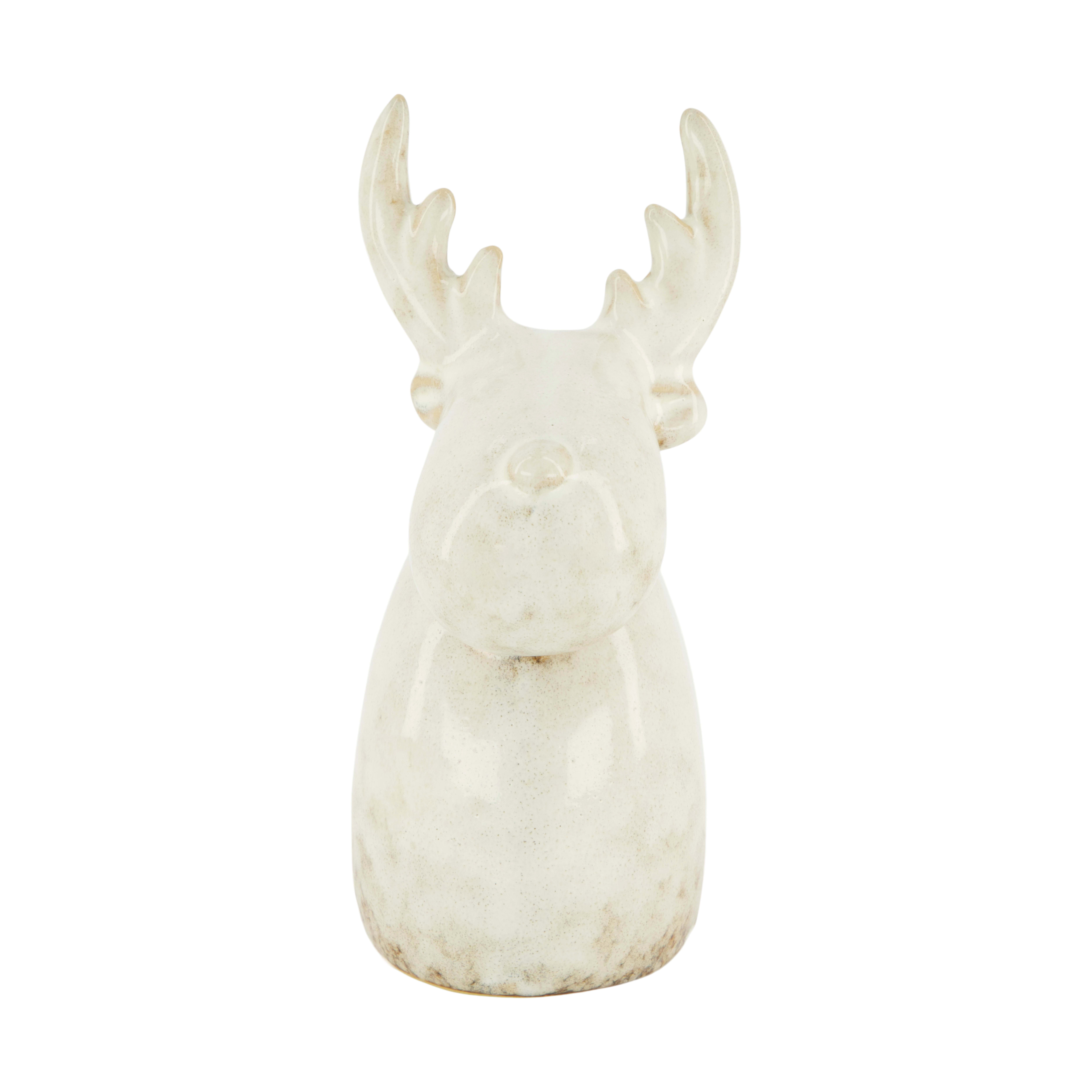 Decofinder Figur Hirsch, Keramik, Creme  | Schubiger Möbel