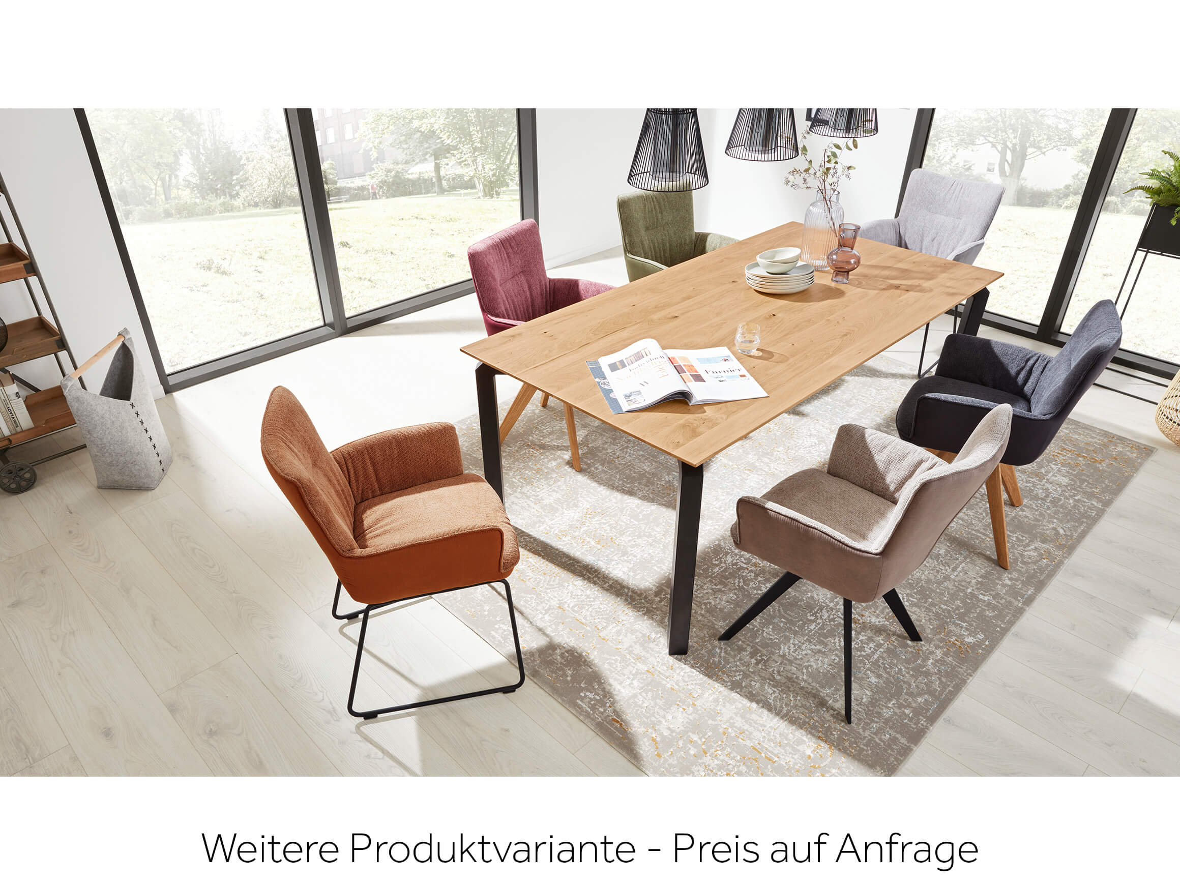 Armlehnstuhl Pancho Eiche Massiv Niehoff / Farbe: Cognac / Bezugsmaterial: Microfaser Stoff